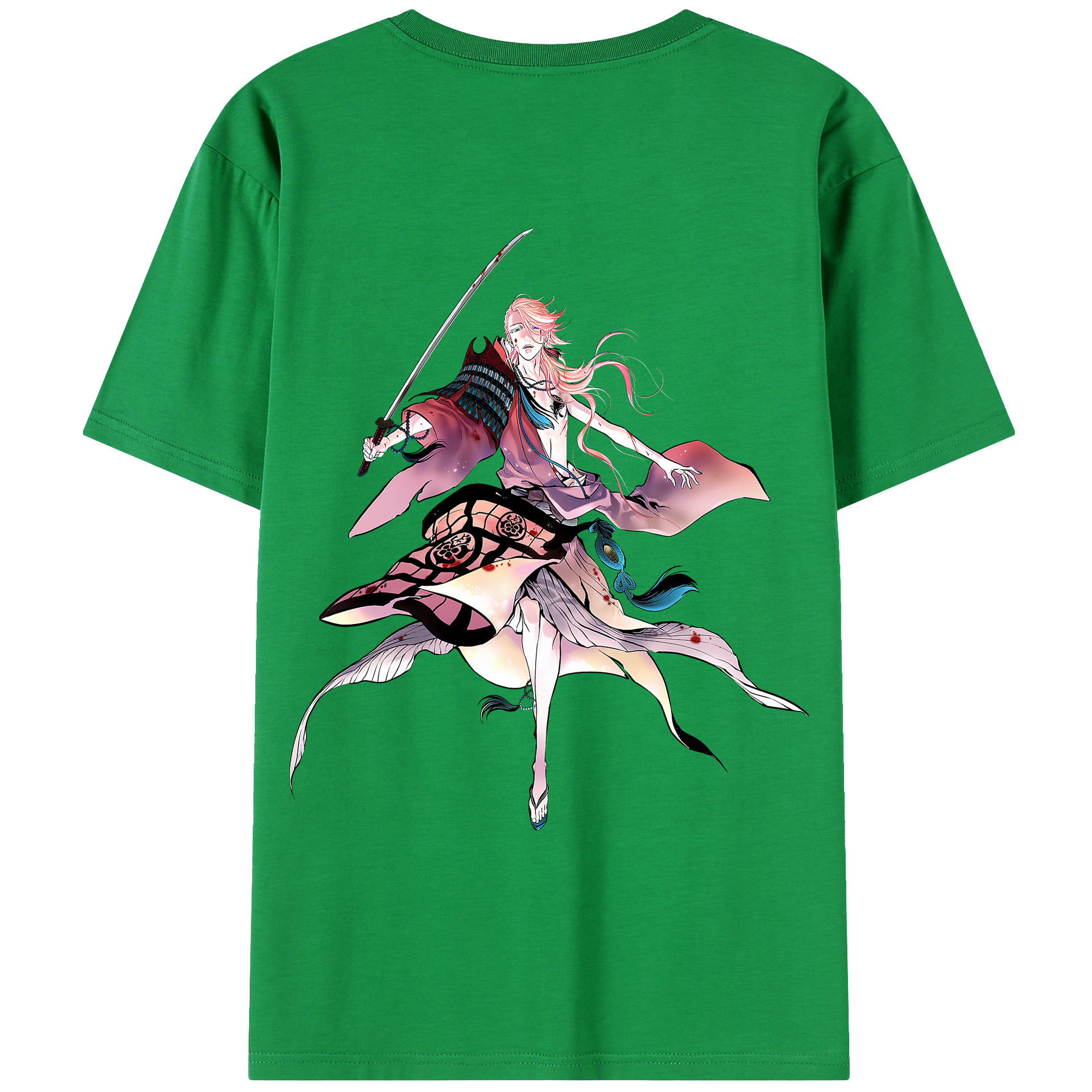（画像用） 刀剣乱舞 Touken Ranbu 綿100％ メンズ半袖Tシャツ（バックプリント） 通気性