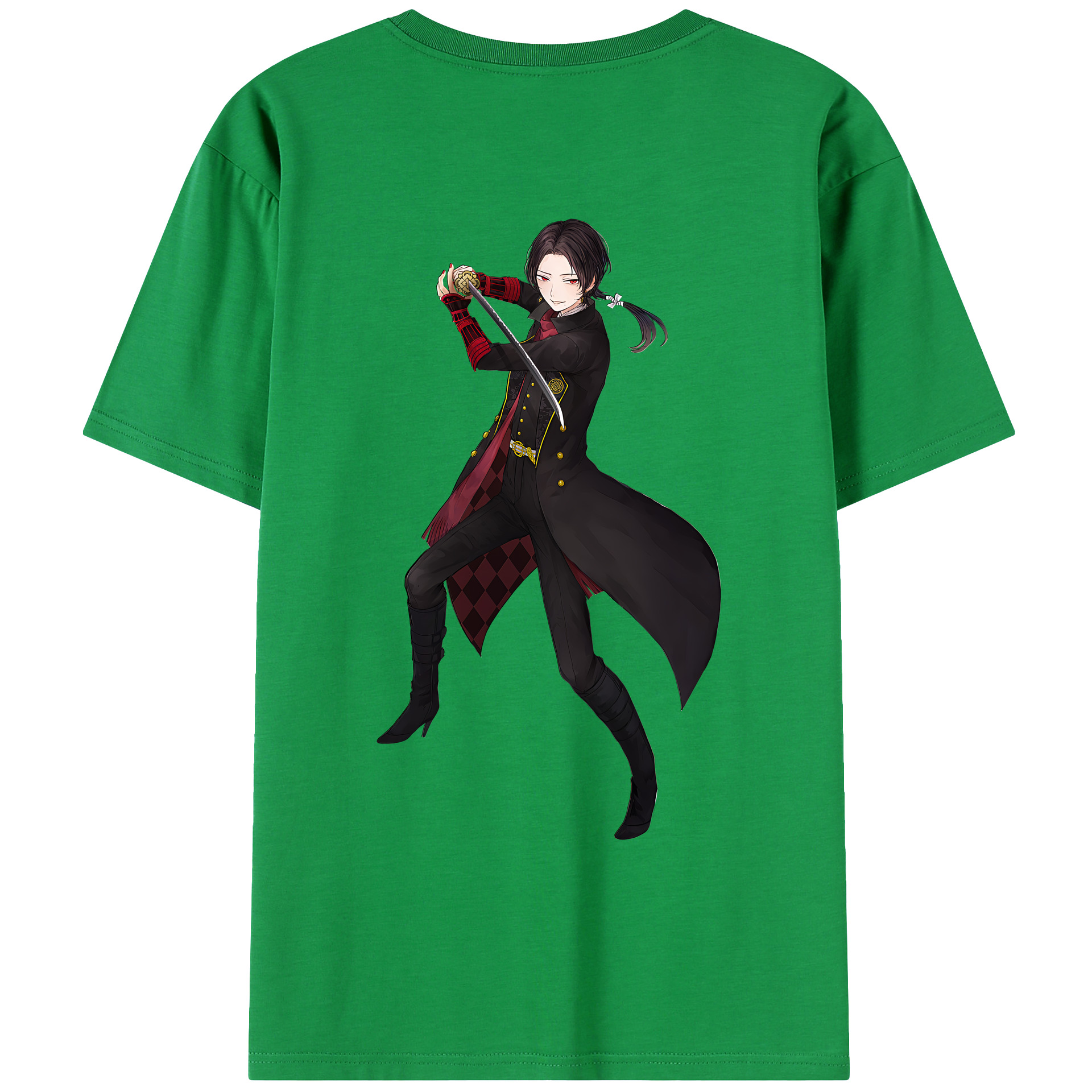 （画像用） 刀剣乱舞 Touken Ranbu 綿100％ メンズ半袖Tシャツ（バックプリント） 通気性