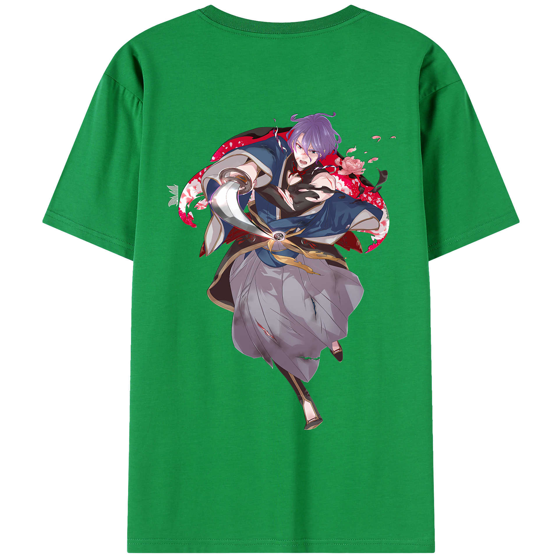 （画像用） 刀剣乱舞 Touken Ranbu 綿100％ メンズ半袖Tシャツ（バックプリント） 通気性