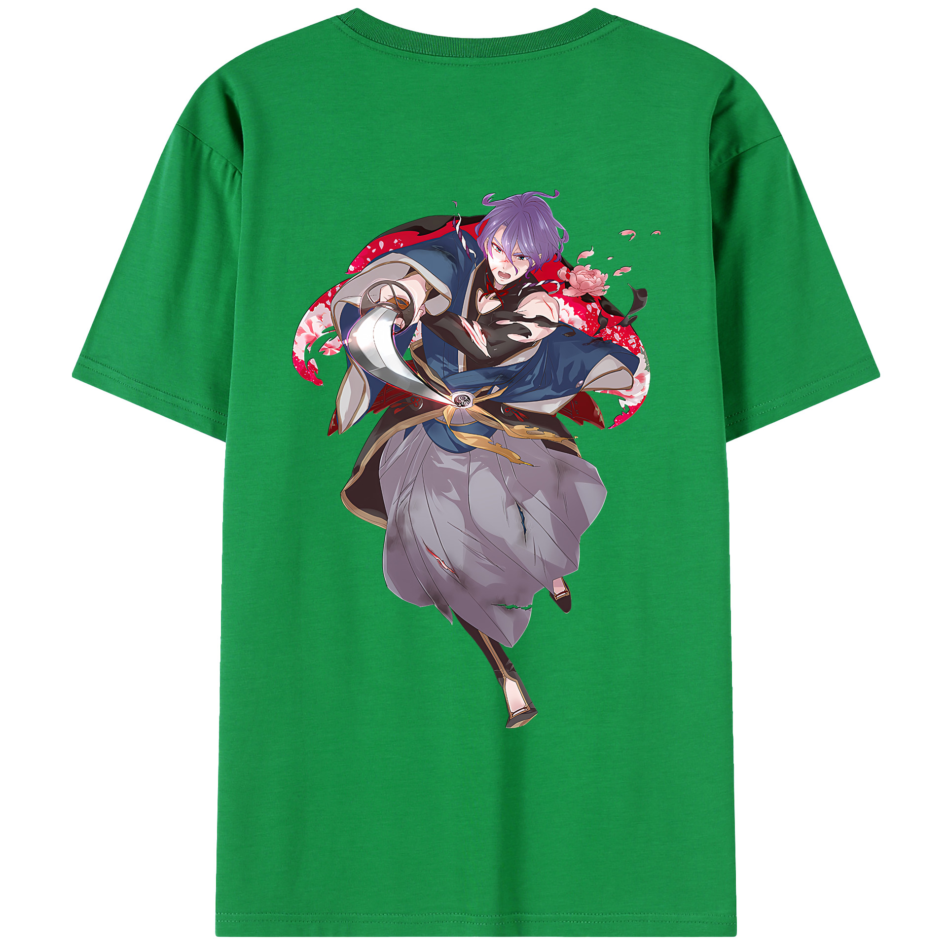 （画像用） 刀剣乱舞 Touken Ranbu 綿100％ メンズ半袖Tシャツ（バックプリント） 通気性