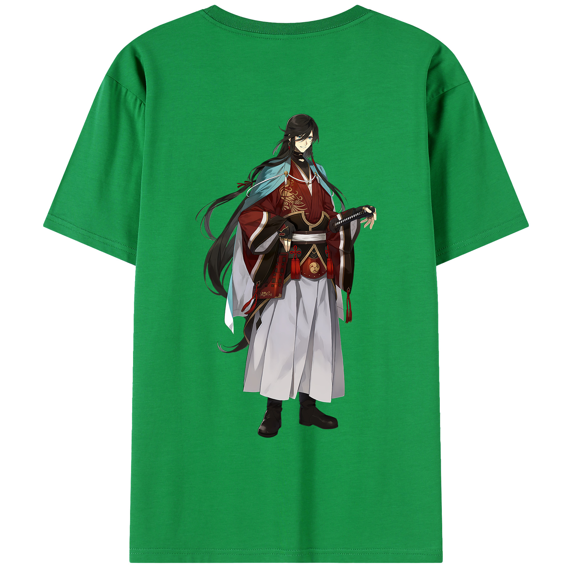 （画像用） 刀剣乱舞 Touken Ranbu 綿100％ メンズ半袖Tシャツ（バックプリント） 通気性