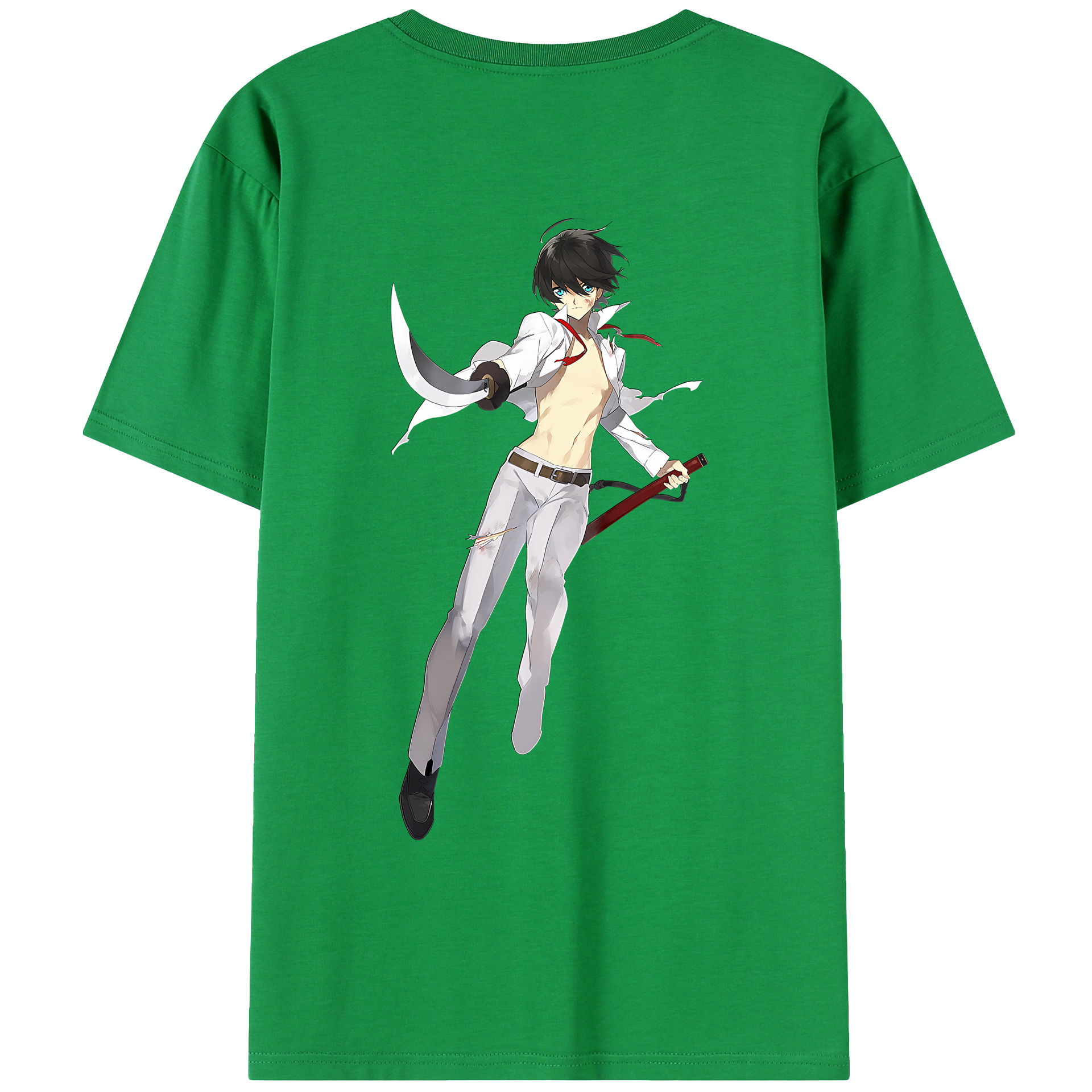 （画像用） 刀剣乱舞 Touken Ranbu 綿100％ メンズ半袖Tシャツ（バックプリント） 通気性