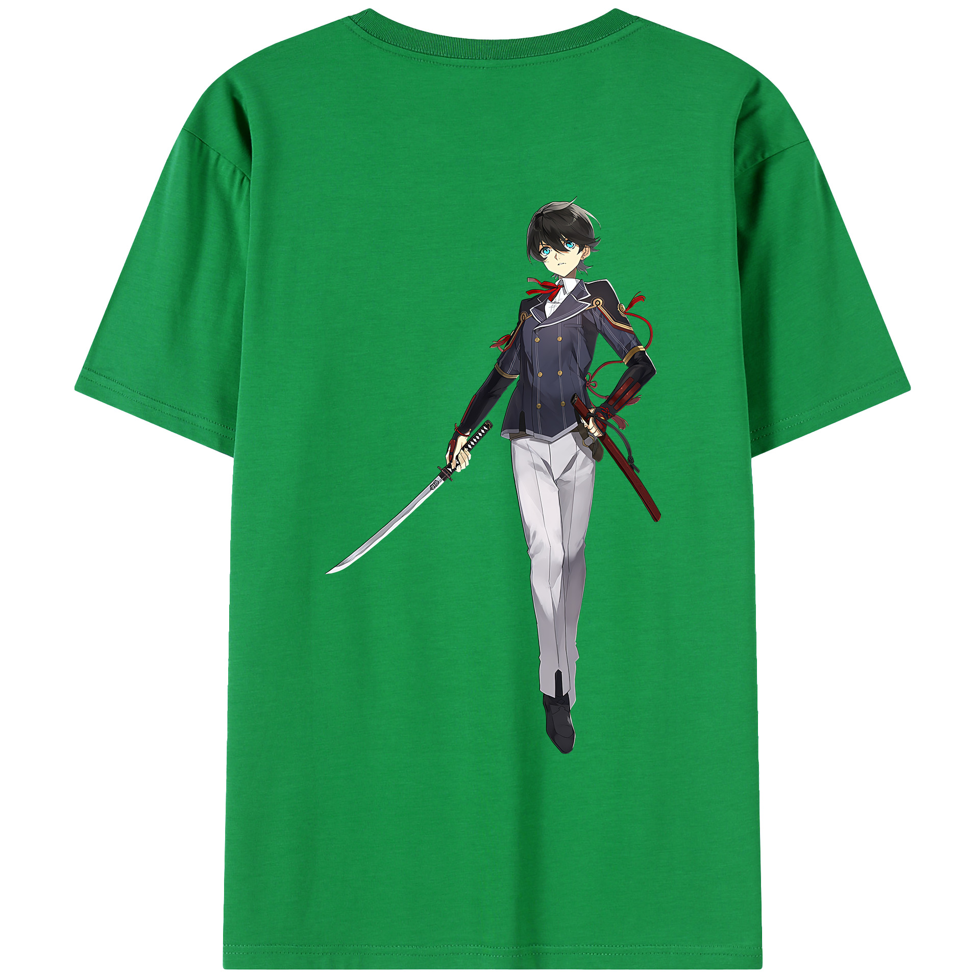 （画像用） 刀剣乱舞 Touken Ranbu 綿100％ メンズ半袖Tシャツ（バックプリント） 通気性