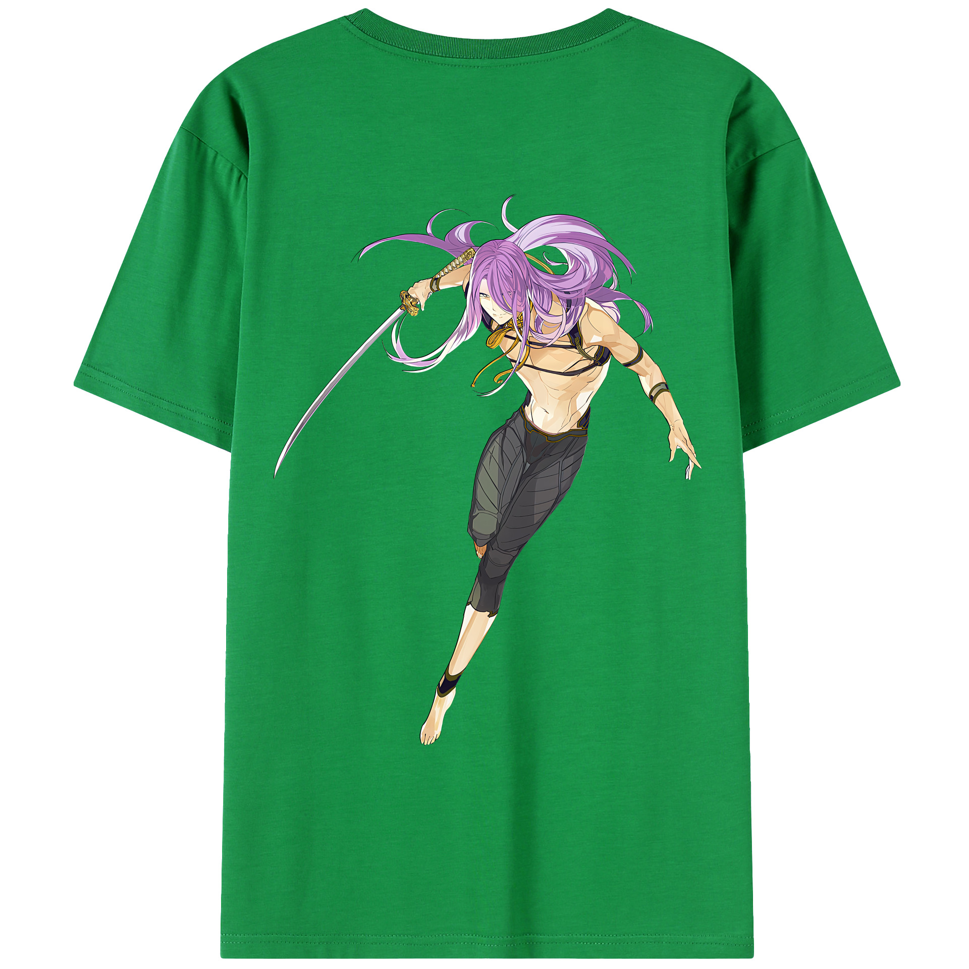 （画像用） 刀剣乱舞 Touken Ranbu 綿100％ メンズ半袖Tシャツ（バックプリント） 通気性