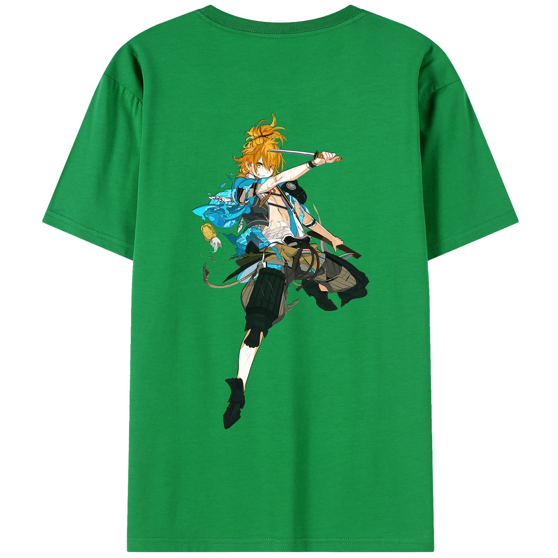 （画像用） 刀剣乱舞 Touken Ranbu 綿100％ メンズ半袖Tシャツ（バックプリント） 通気性
