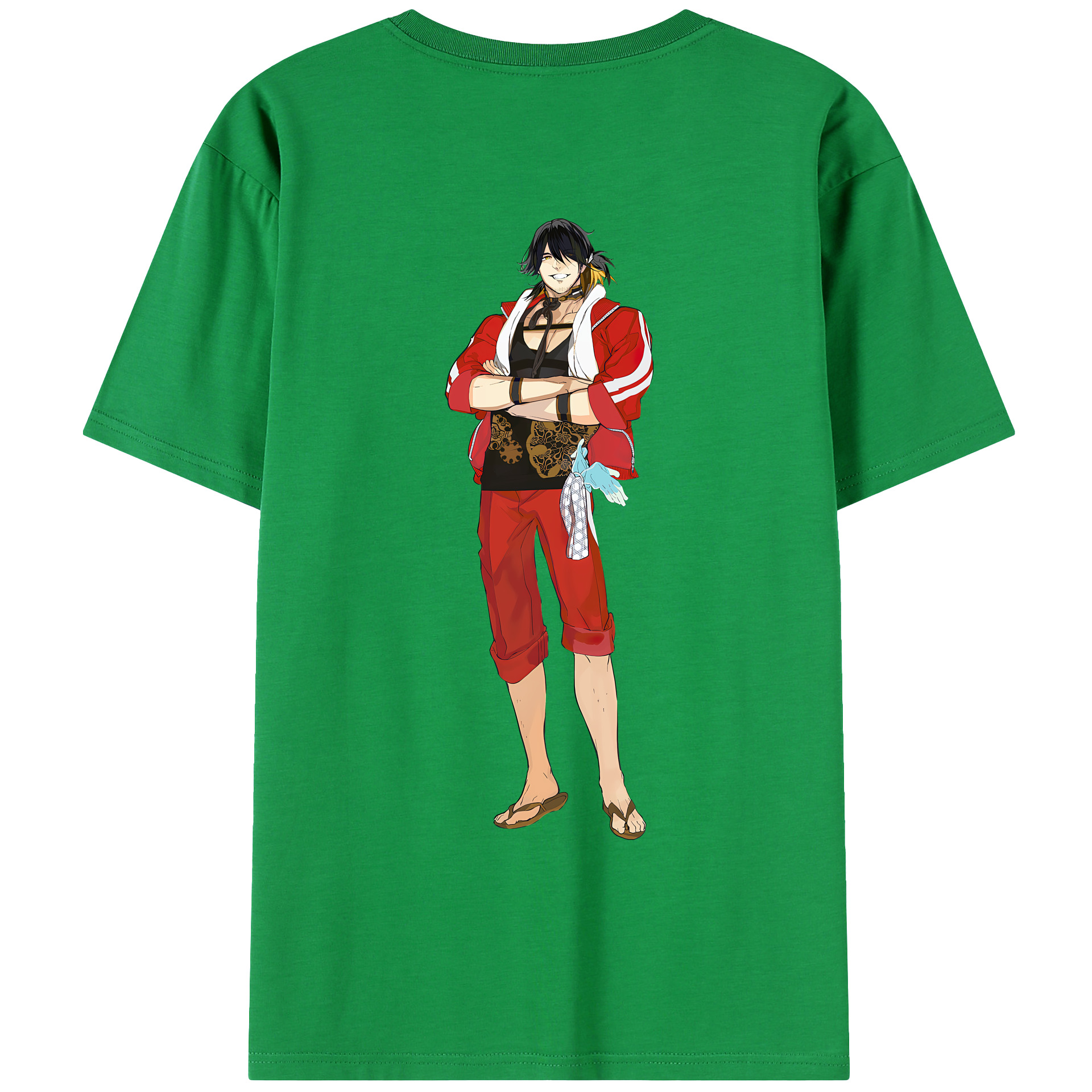 （画像用） 刀剣乱舞 Touken Ranbu 綿100％ メンズ半袖Tシャツ（バックプリント） 通気性