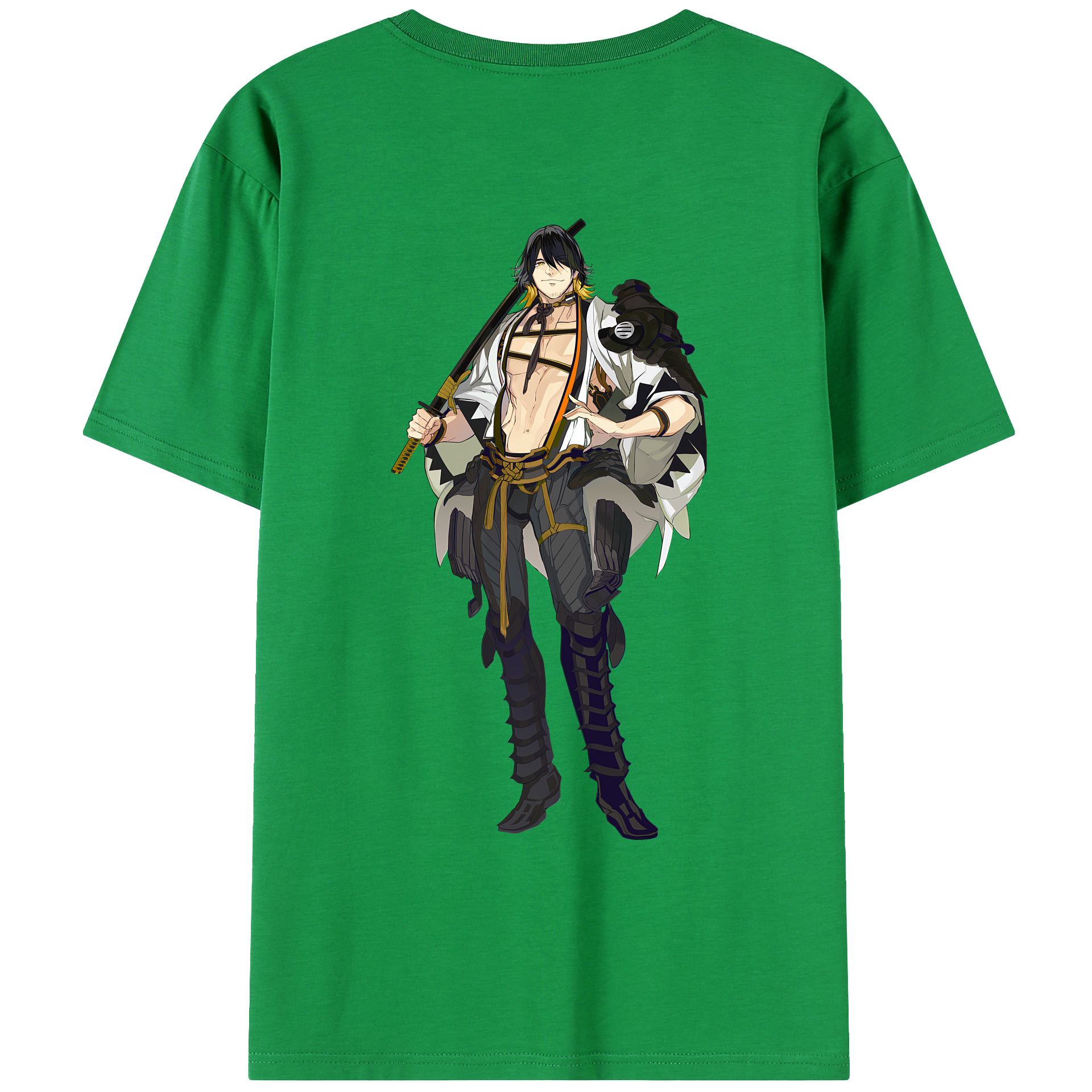 （画像用） 刀剣乱舞 Touken Ranbu 綿100％ メンズ半袖Tシャツ（バックプリント） 通気性