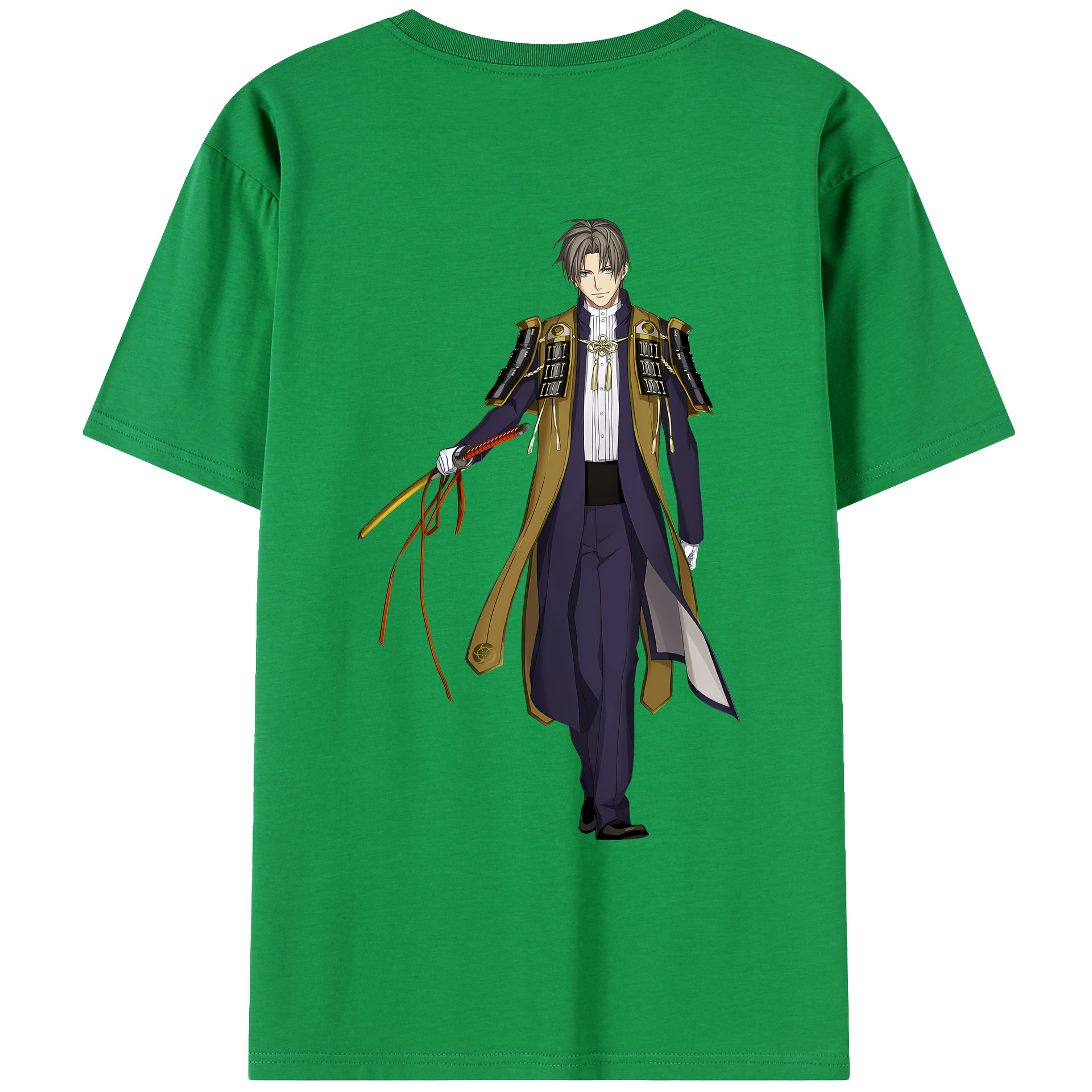 （画像用） 刀剣乱舞 Touken Ranbu 綿100％ メンズ半袖Tシャツ（バックプリント） 通気性