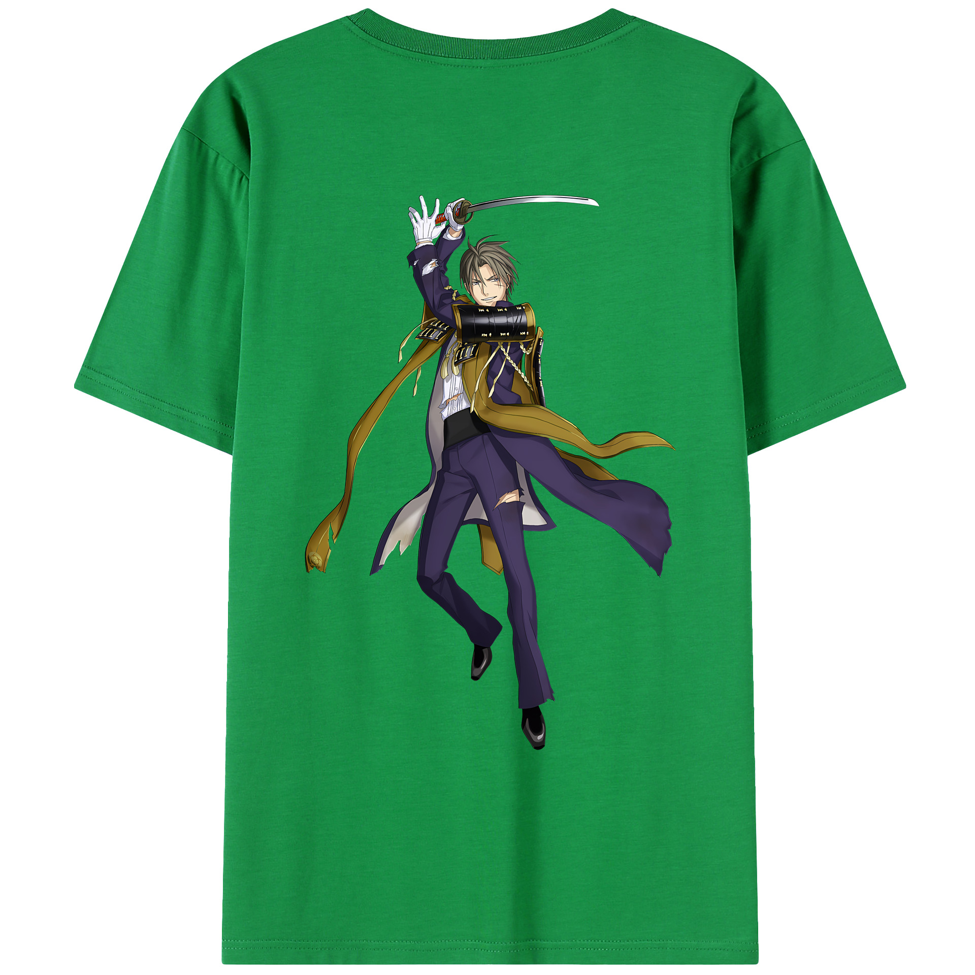 （画像用） 刀剣乱舞 Touken Ranbu 綿100％ メンズ半袖Tシャツ（バックプリント） 通気性