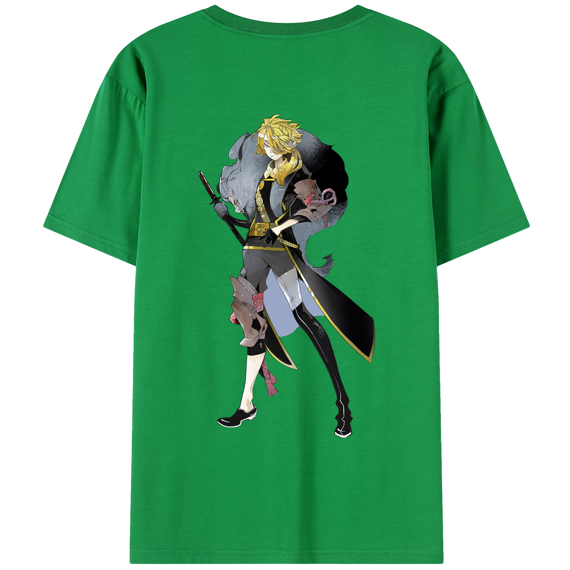 （画像用） 刀剣乱舞 Touken Ranbu 綿100％ メンズ半袖Tシャツ（バックプリント） 通気性
