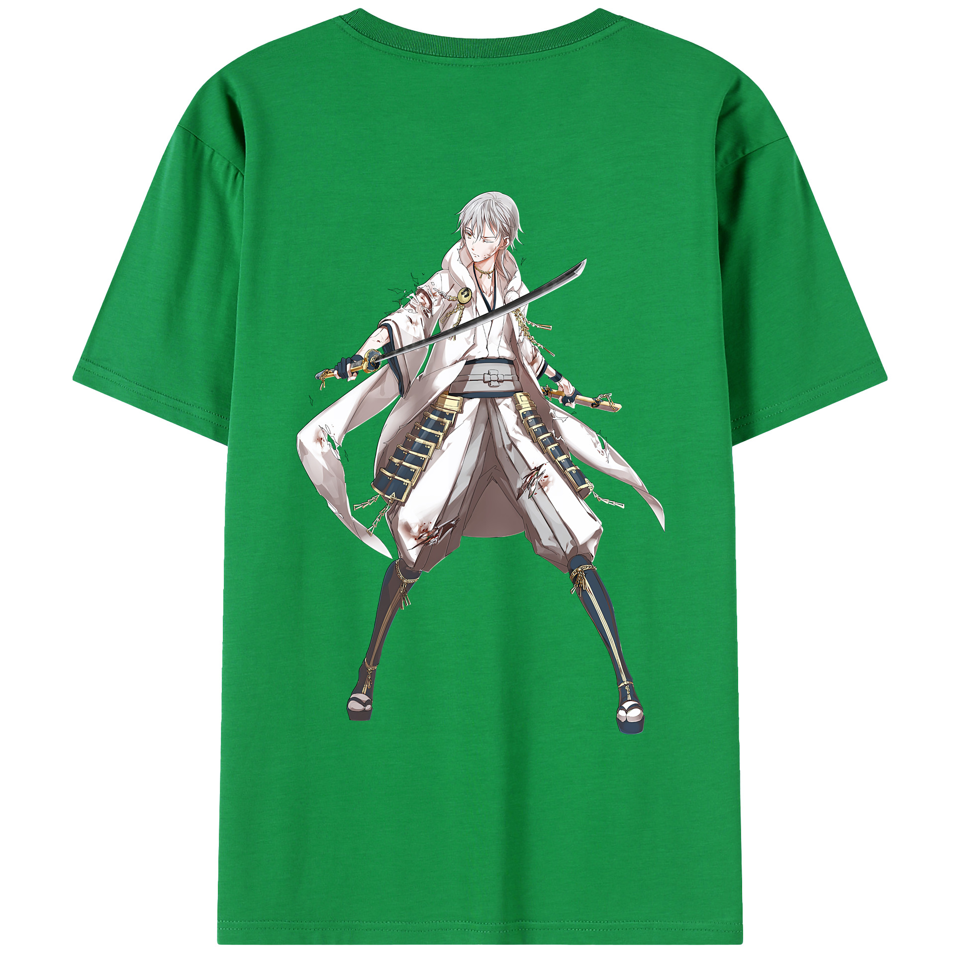 （画像用） 刀剣乱舞 Touken Ranbu 綿100％ メンズ半袖Tシャツ（バックプリント） 通気性