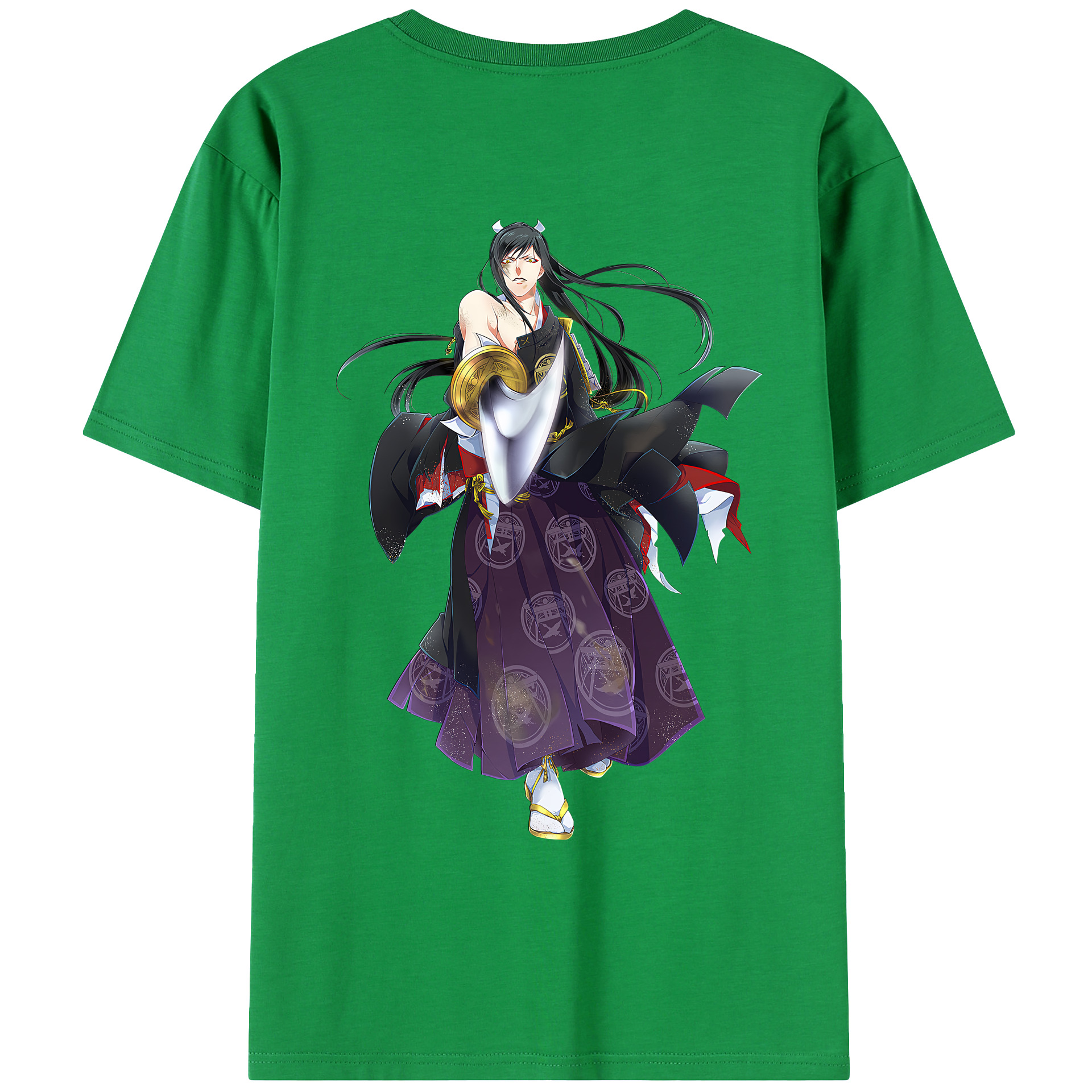（画像用） 刀剣乱舞 Touken Ranbu 綿100％ メンズ半袖Tシャツ（バックプリント） 通気性