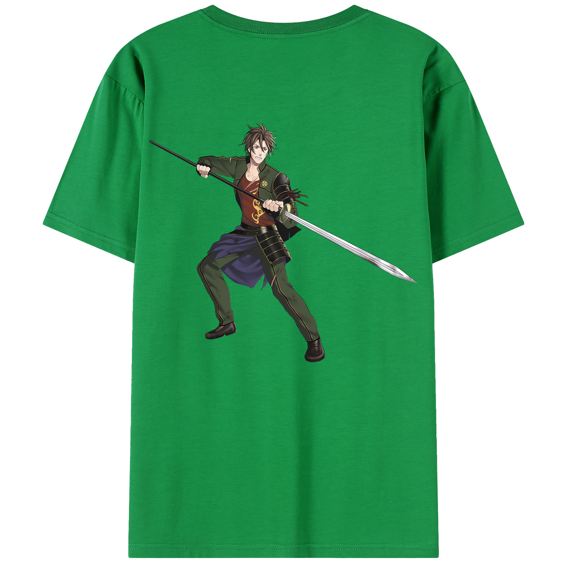 （画像用） 刀剣乱舞 Touken Ranbu 綿100％ メンズ半袖Tシャツ（バックプリント） 通気性