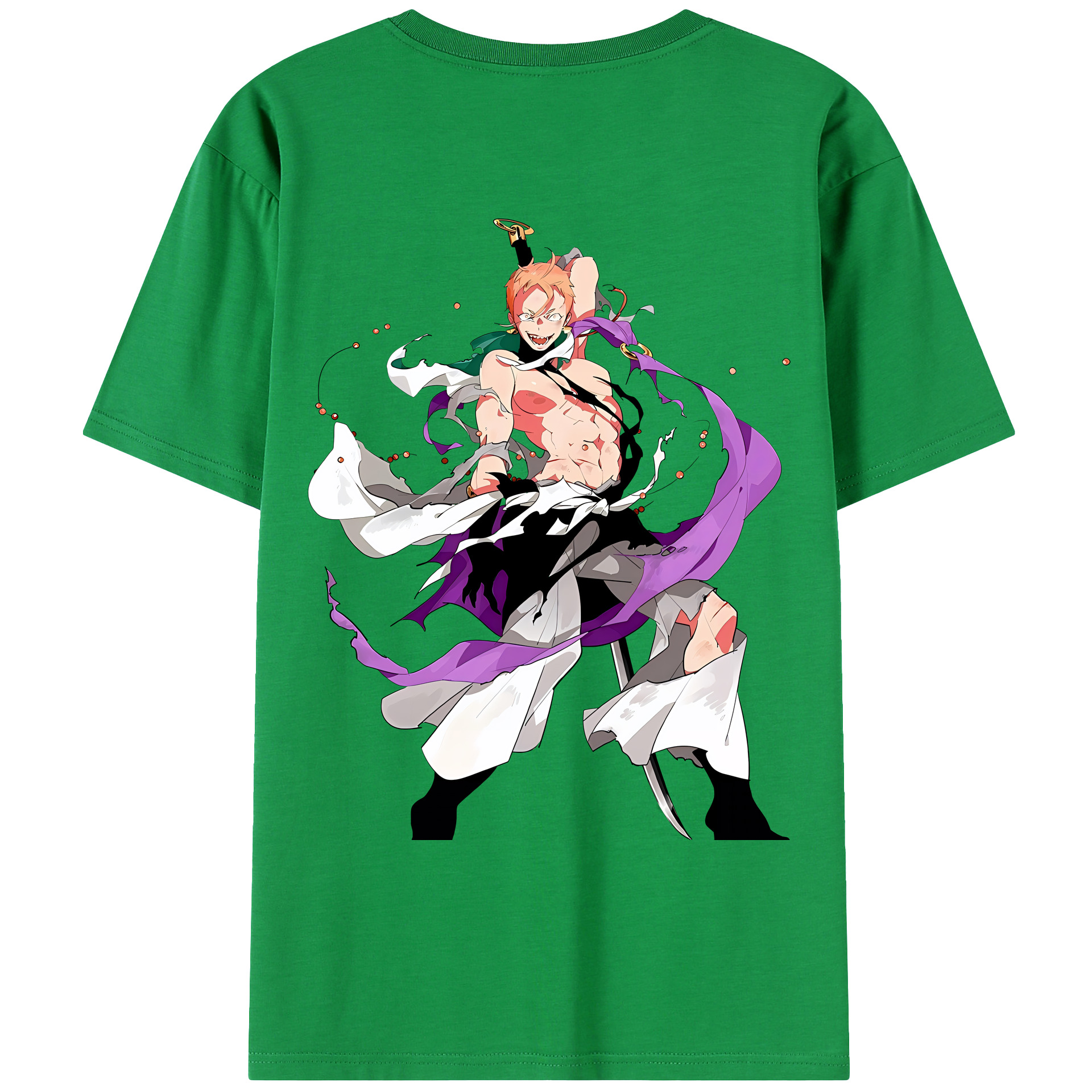 （画像用） 刀剣乱舞 Touken Ranbu 綿100％ メンズ半袖Tシャツ（バックプリント） 通気性