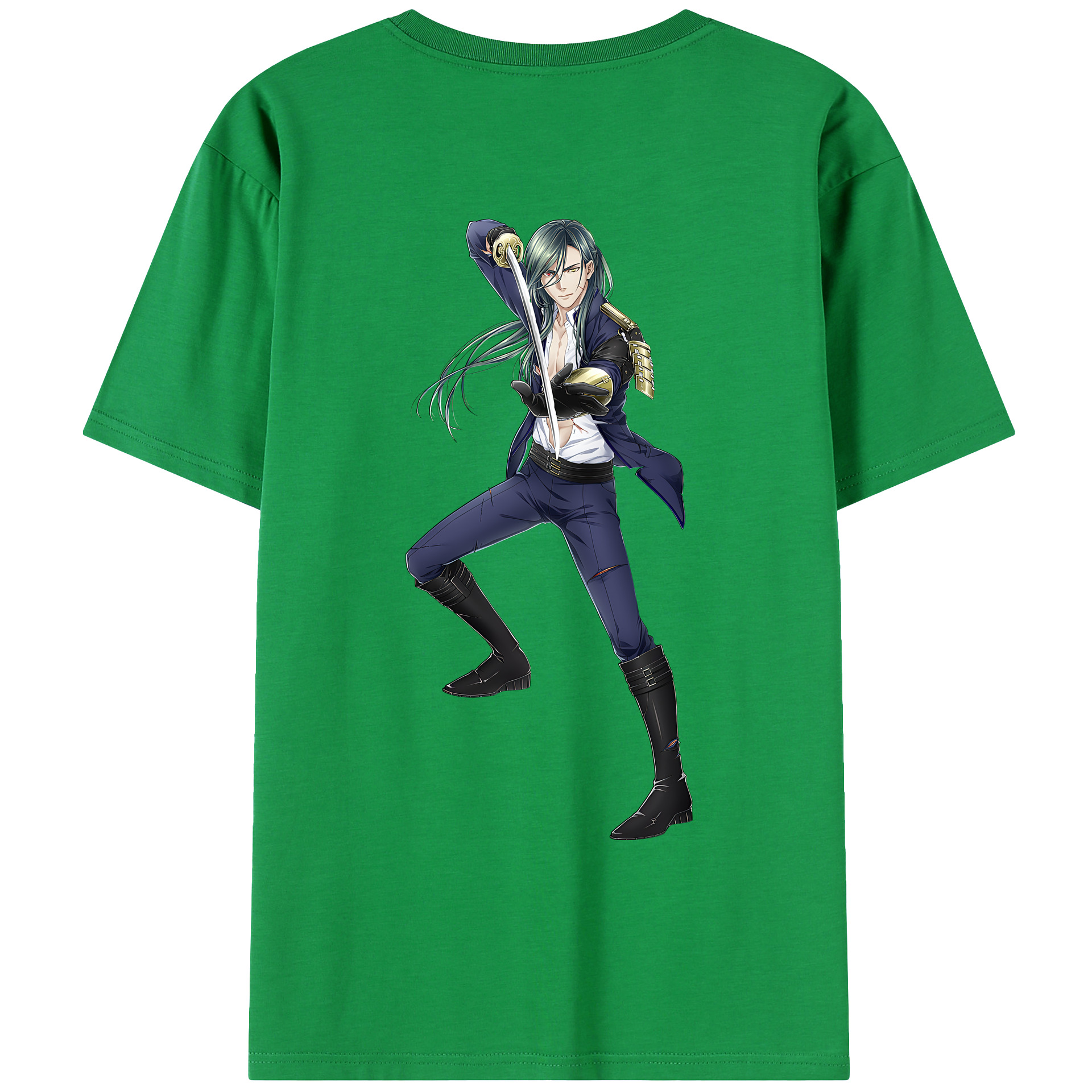 （画像用） 刀剣乱舞 Touken Ranbu 綿100％ メンズ半袖Tシャツ（バックプリント） 通気性