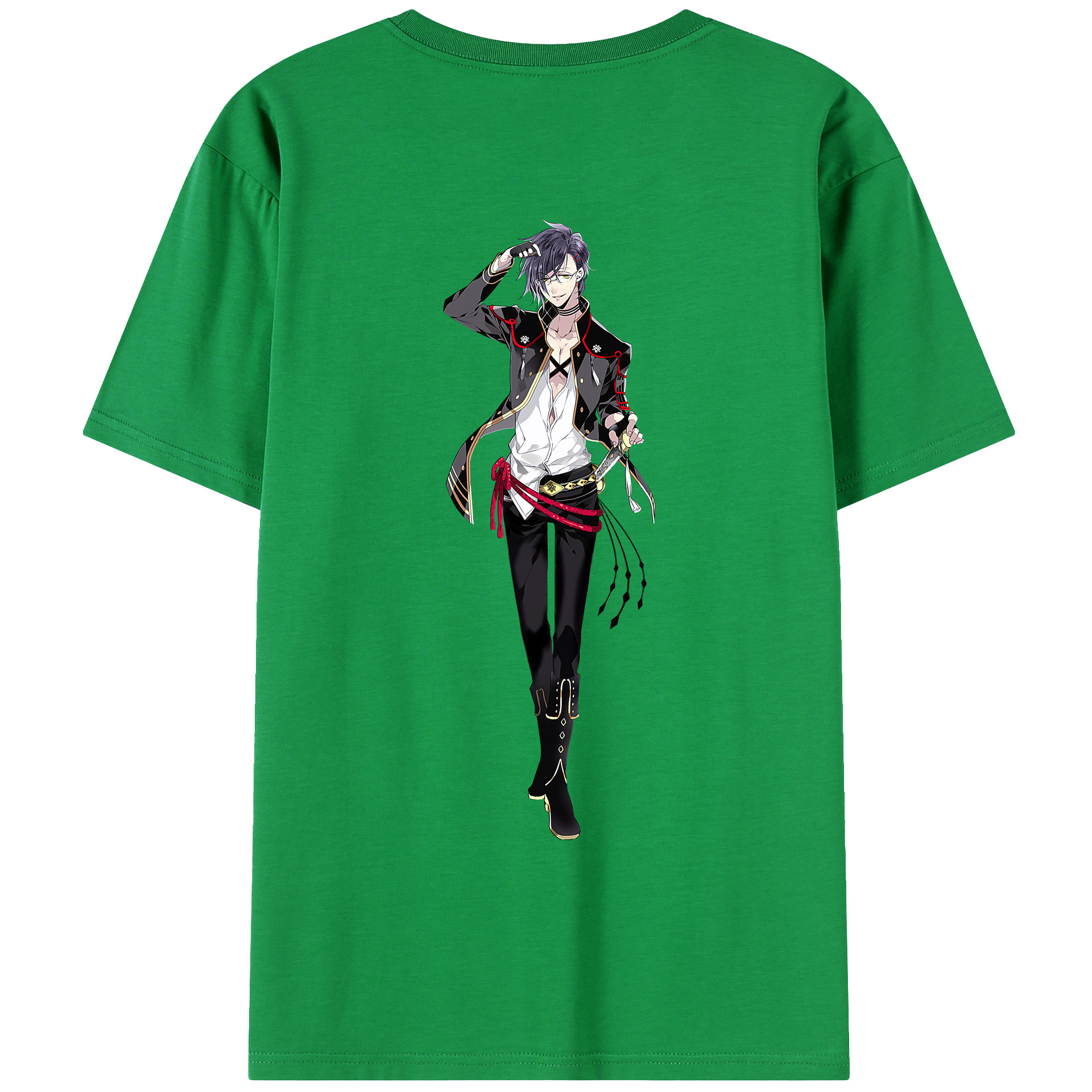 （画像用） 刀剣乱舞 Touken Ranbu 綿100％ メンズ半袖Tシャツ（バックプリント） 通気性