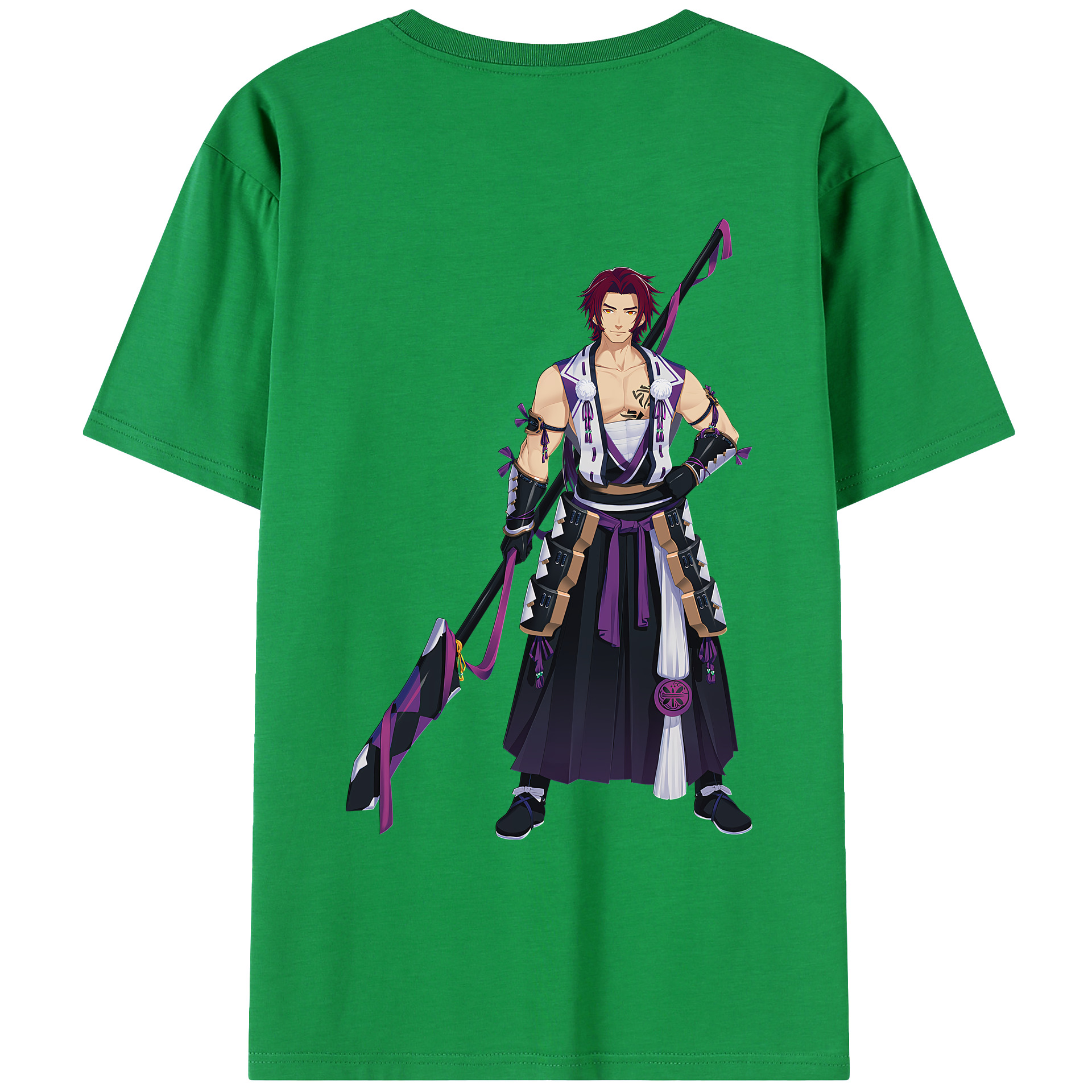 （画像用） 刀剣乱舞 Touken Ranbu 綿100％ メンズ半袖Tシャツ（バックプリント） 通気性