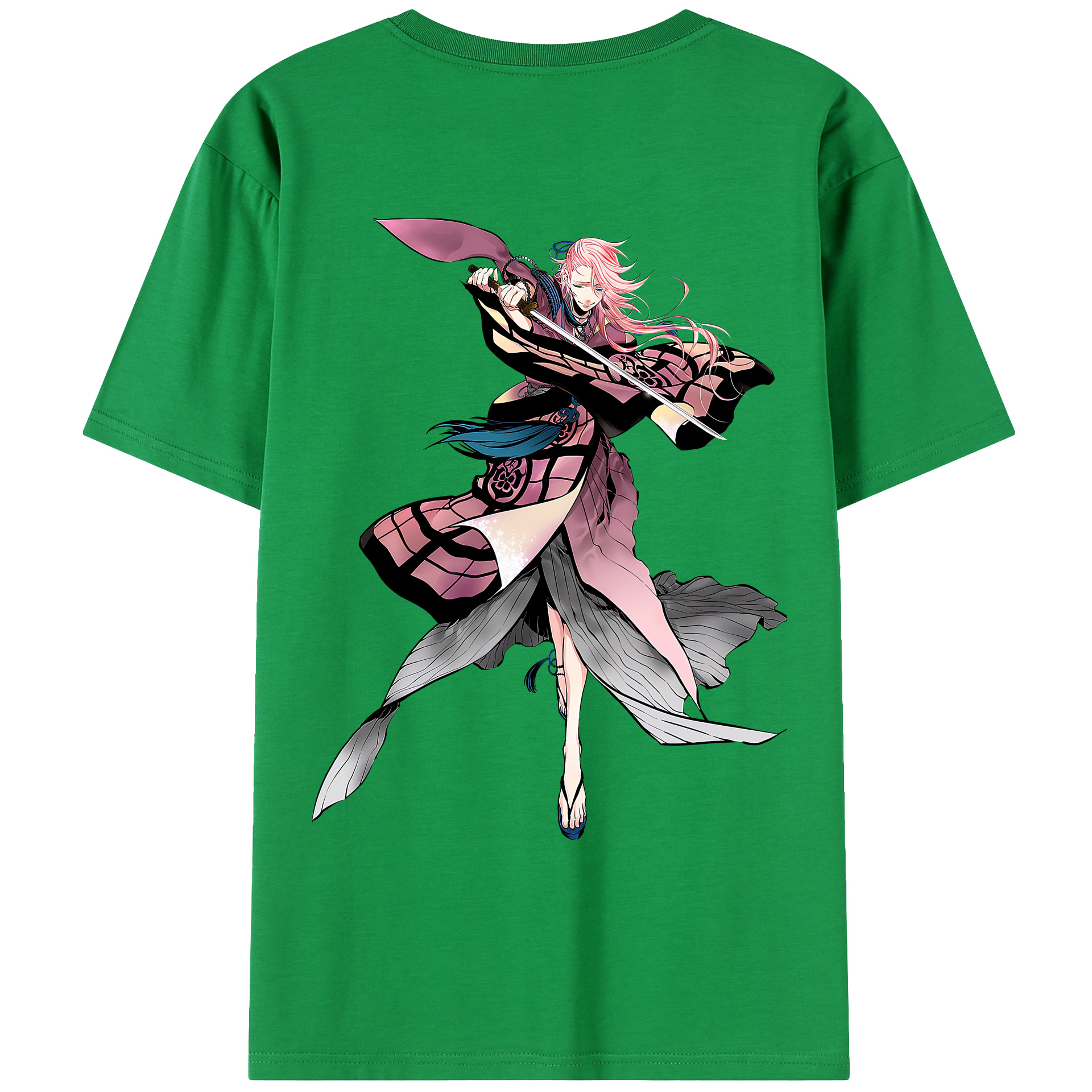 （画像用） 刀剣乱舞 Touken Ranbu 綿100％ メンズ半袖Tシャツ（バックプリント） 通気性