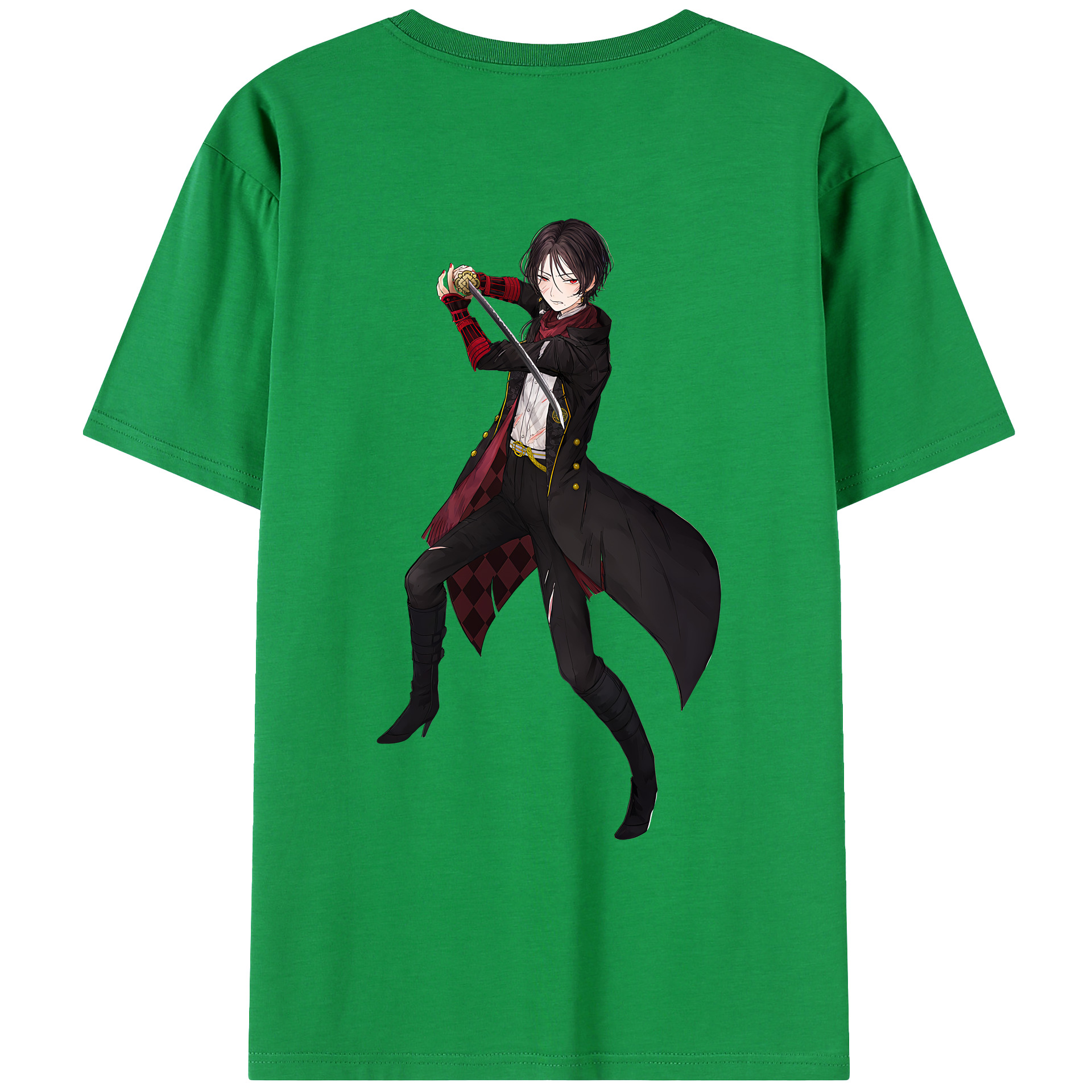 （画像用） 刀剣乱舞 Touken Ranbu 綿100％ メンズ半袖Tシャツ（バックプリント） 通気性