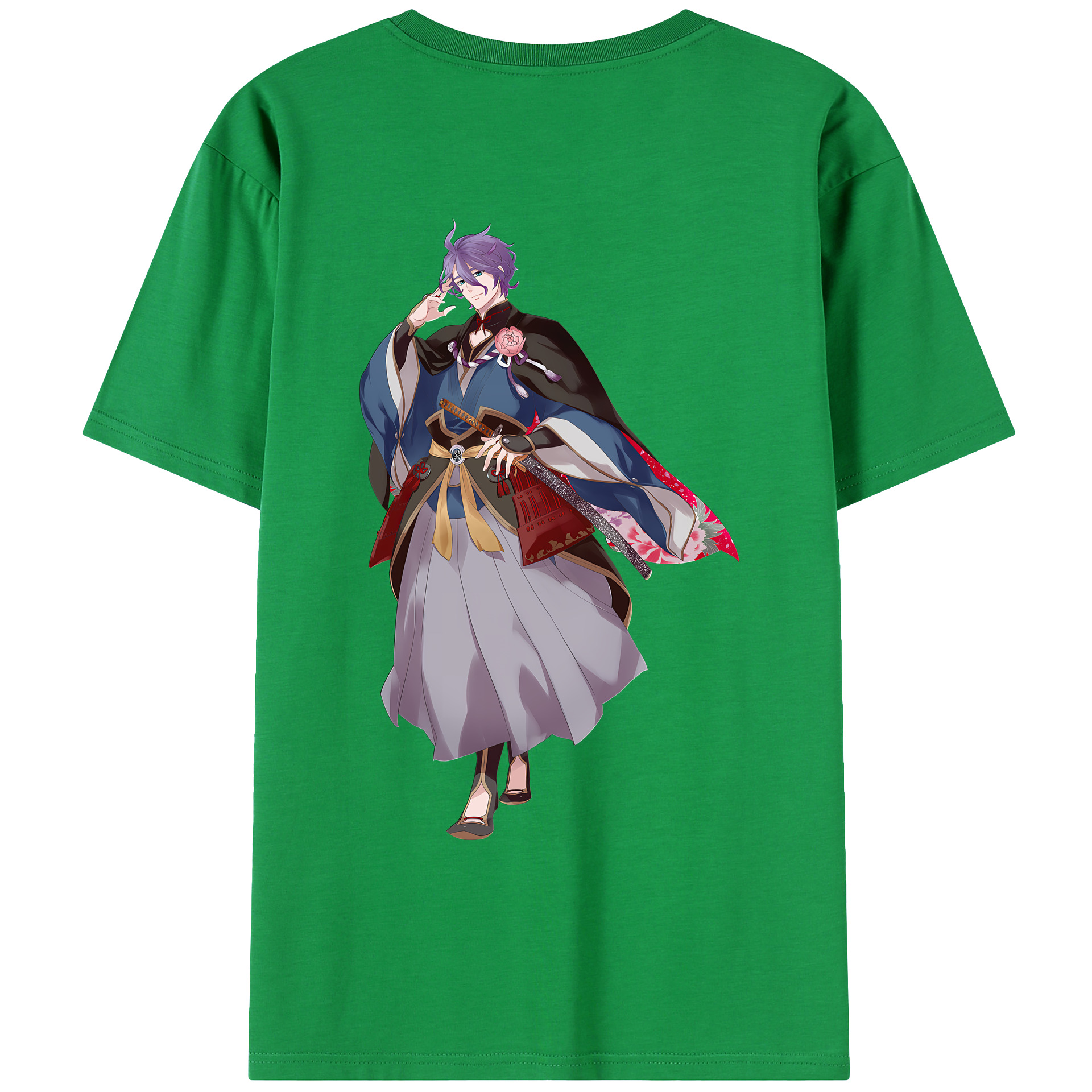 （画像用） 刀剣乱舞 Touken Ranbu 綿100％ メンズ半袖Tシャツ（バックプリント） 通気性