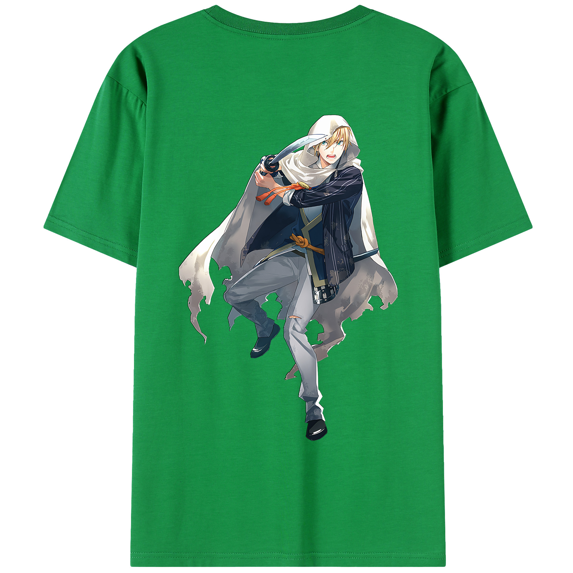 （画像用） 刀剣乱舞 Touken Ranbu 綿100％ メンズ半袖Tシャツ（バックプリント） 通気性