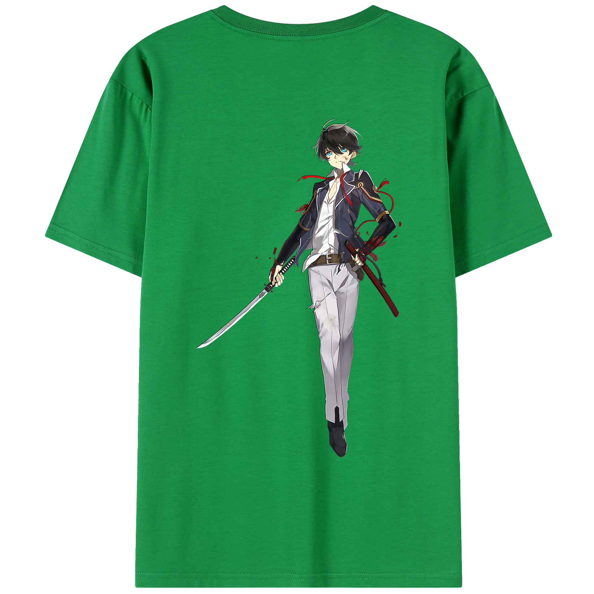 （画像用） 刀剣乱舞 Touken Ranbu 綿100％ メンズ半袖Tシャツ（バックプリント） 通気性