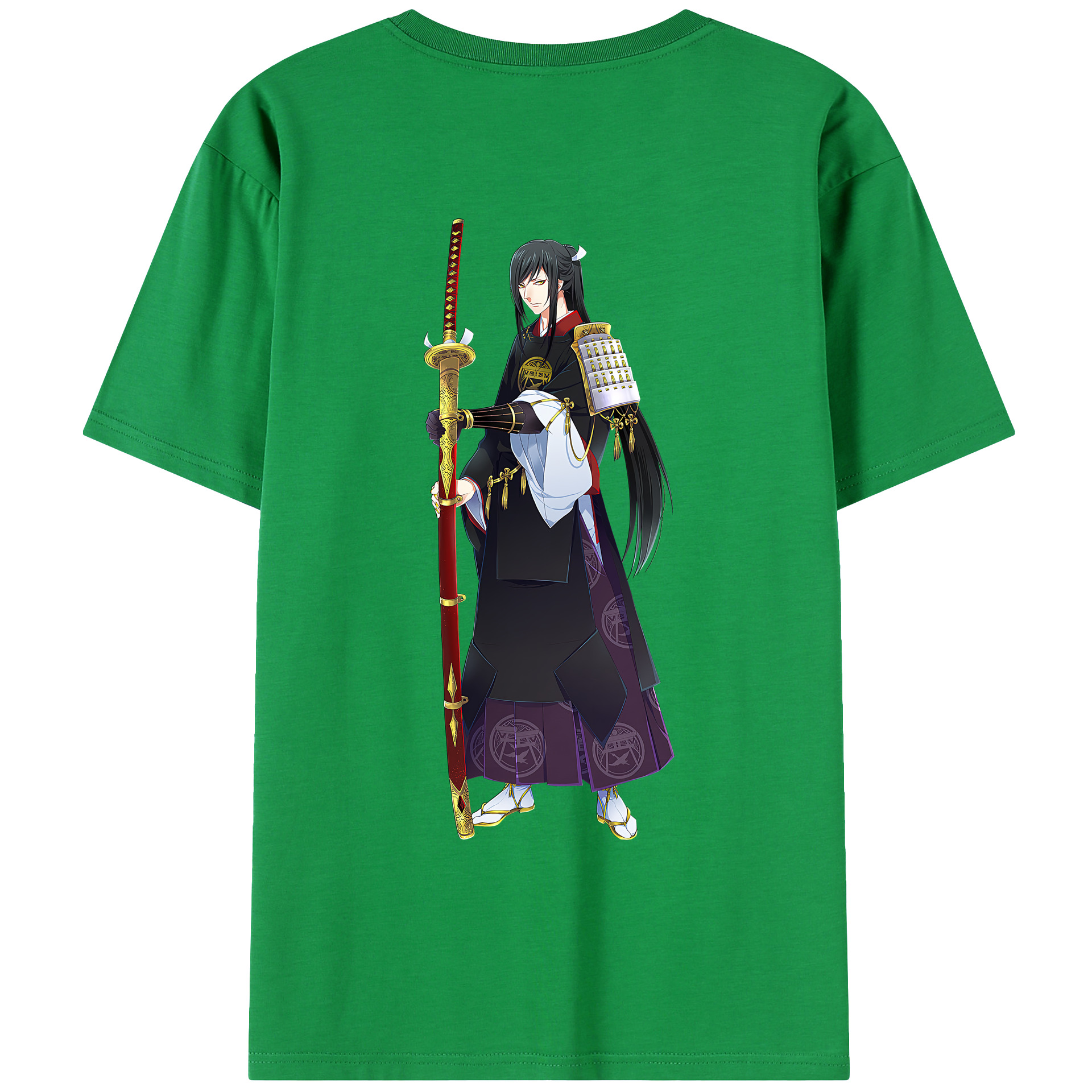 （画像用） 刀剣乱舞 Touken Ranbu 綿100％ メンズ半袖Tシャツ（バックプリント） 通気性