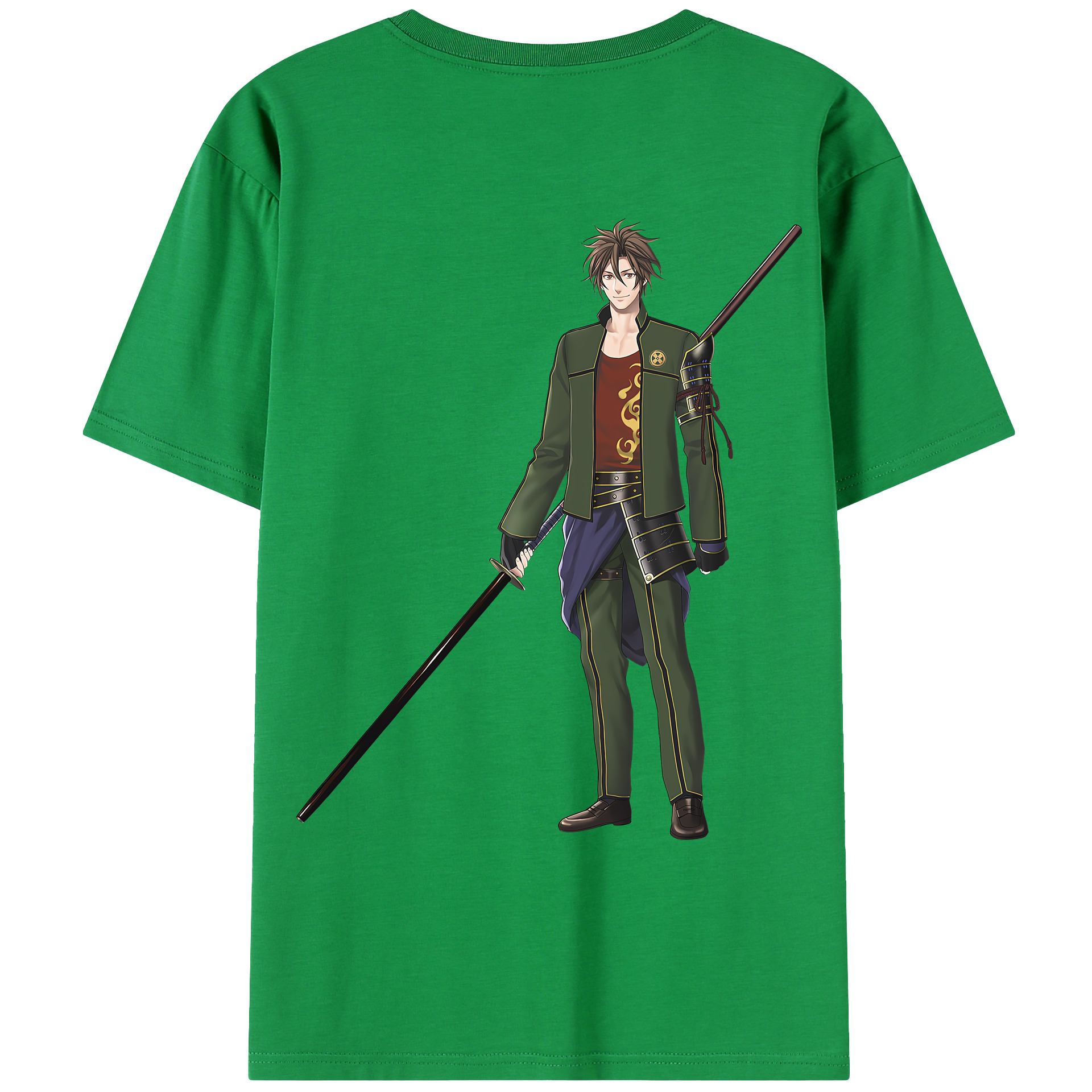 （画像用） 刀剣乱舞 Touken Ranbu 綿100％ メンズ半袖Tシャツ（バックプリント） 通気性