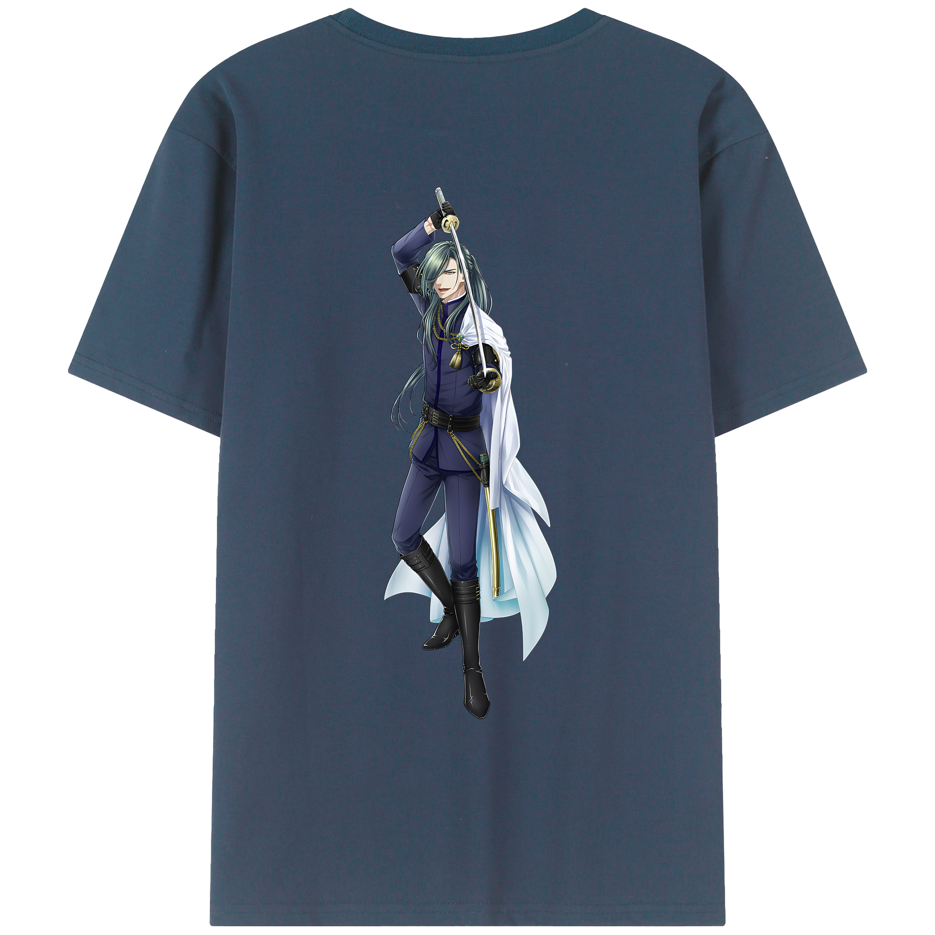（画像用） 刀剣乱舞 Touken Ranbu 綿100％ メンズ半袖Tシャツ（バックプリント） 通気性