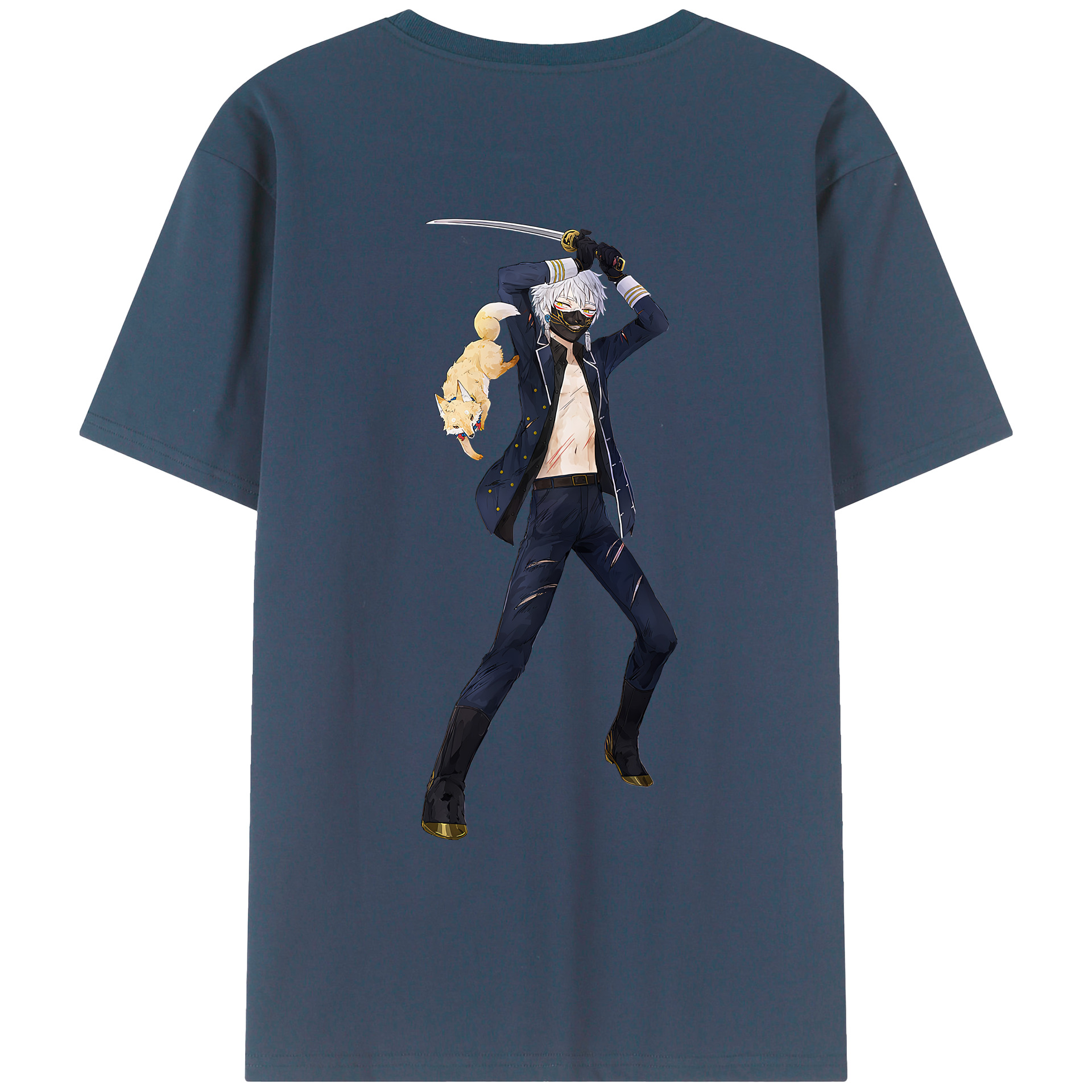 （画像用） 刀剣乱舞 Touken Ranbu 綿100％ メンズ半袖Tシャツ（バックプリント） 通気性