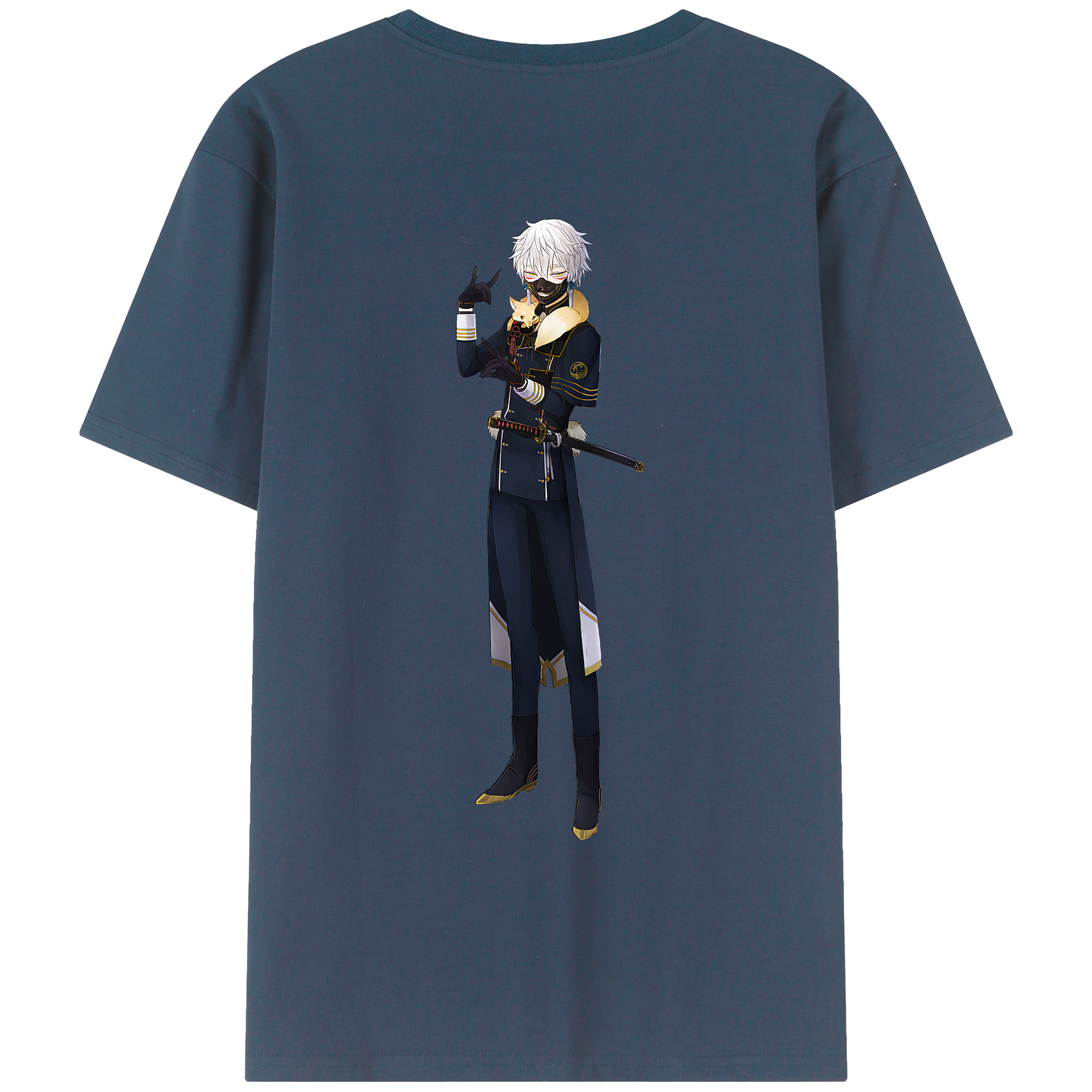 （画像用） 刀剣乱舞 Touken Ranbu 綿100％ メンズ半袖Tシャツ（バックプリント） 通気性