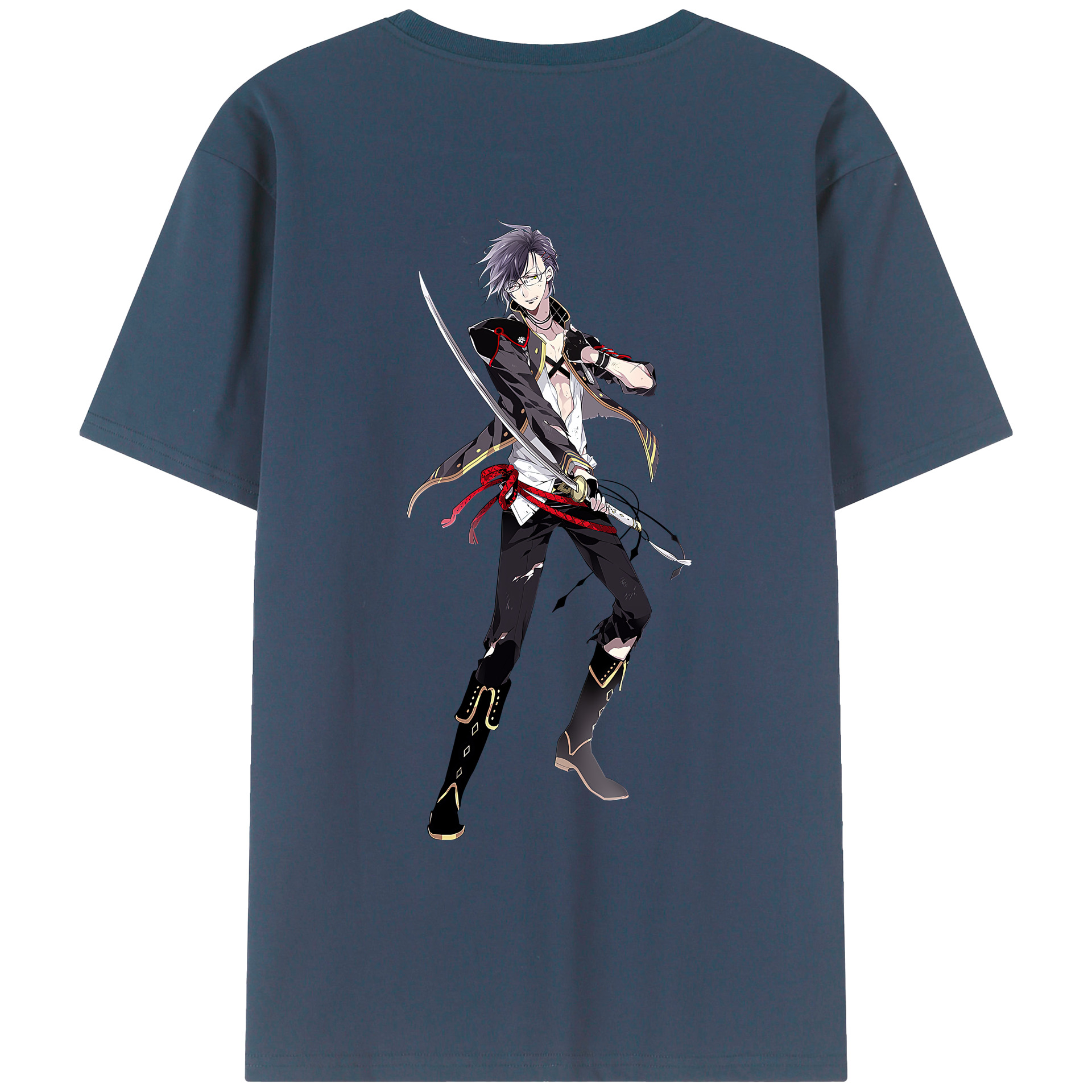 （画像用） 刀剣乱舞 Touken Ranbu 綿100％ メンズ半袖Tシャツ（バックプリント） 通気性