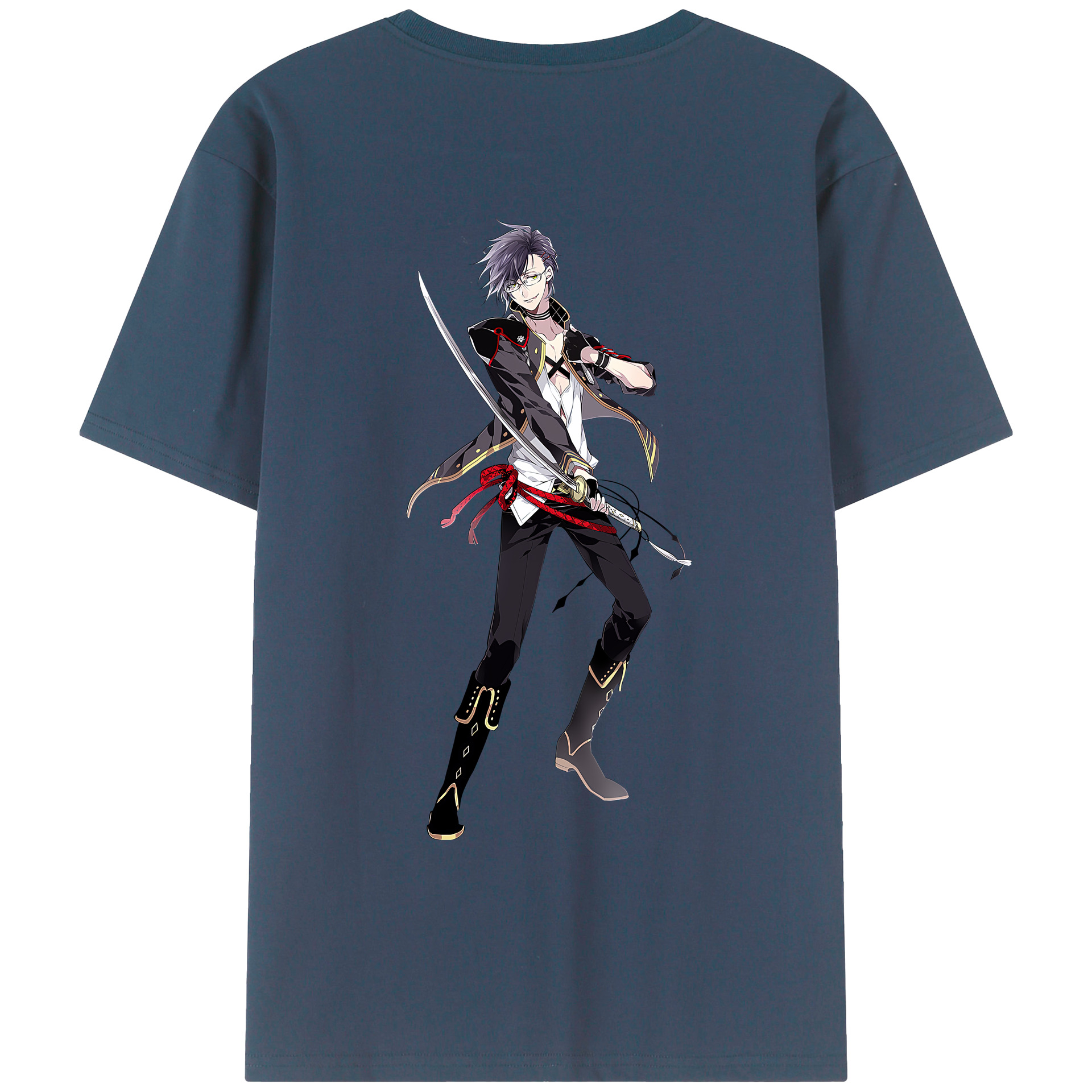 （画像用） 刀剣乱舞 Touken Ranbu 綿100％ メンズ半袖Tシャツ（バックプリント） 通気性