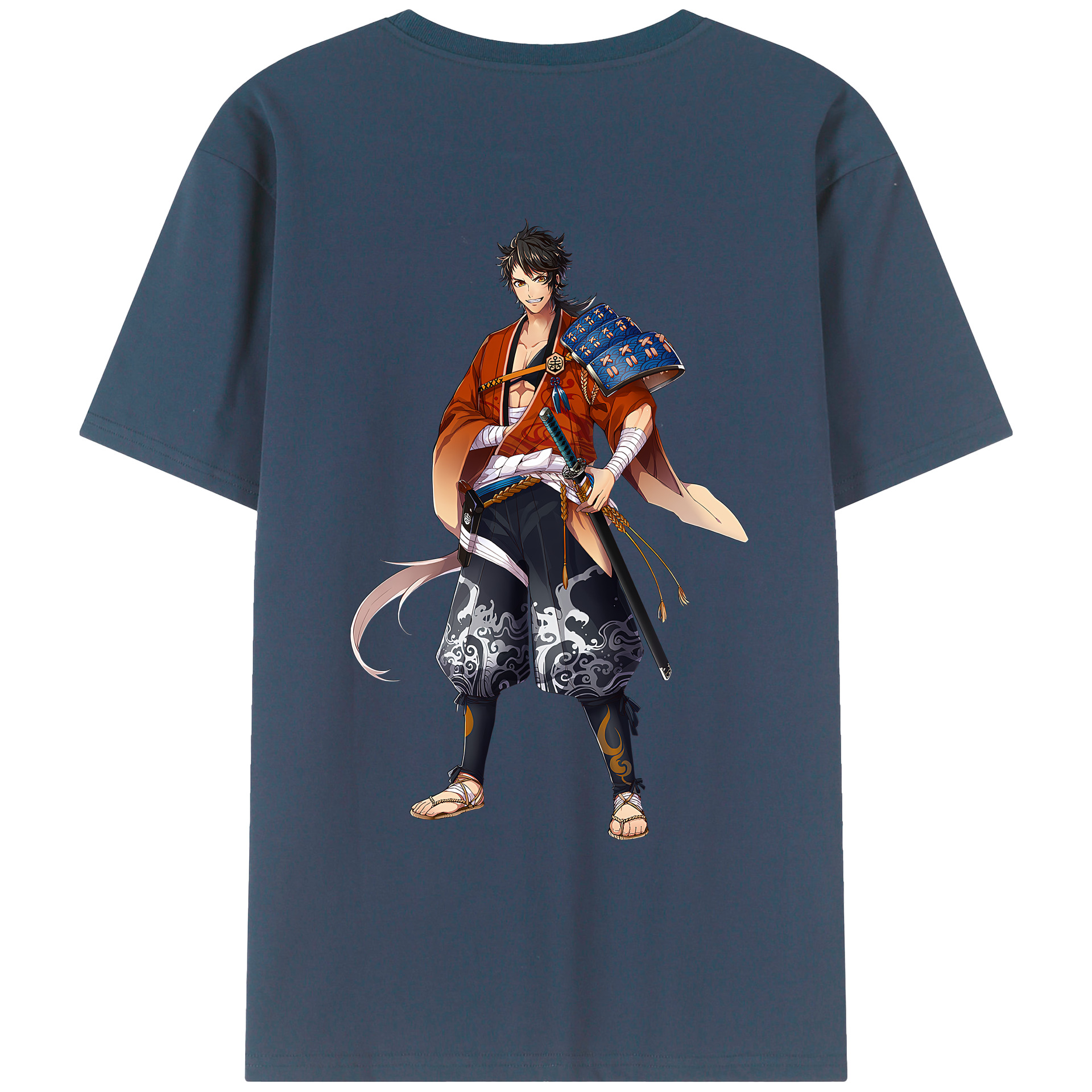 （画像用） 刀剣乱舞 Touken Ranbu 綿100％ メンズ半袖Tシャツ（バックプリント） 通気性