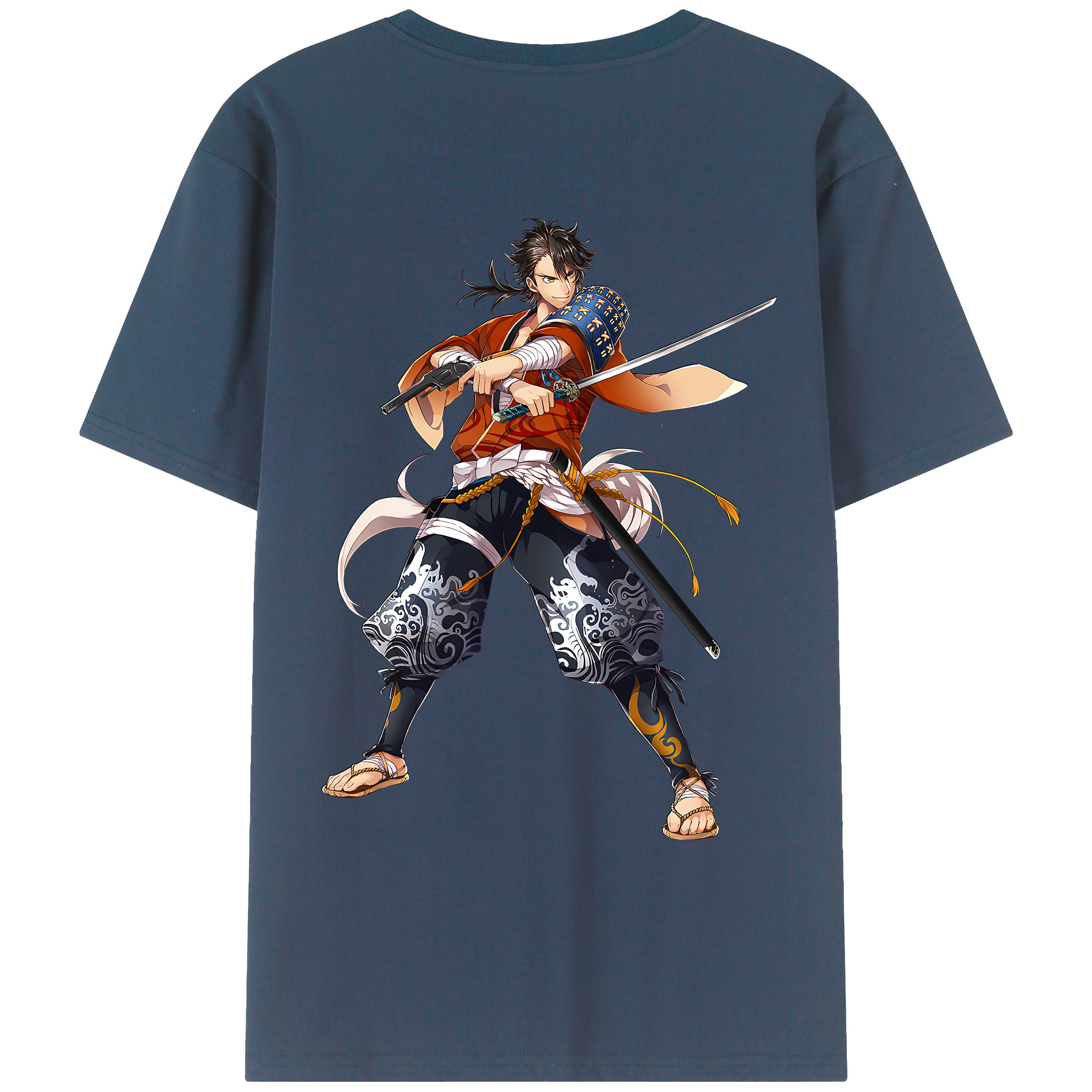 （画像用） 刀剣乱舞 Touken Ranbu 綿100％ メンズ半袖Tシャツ（バックプリント） 通気性