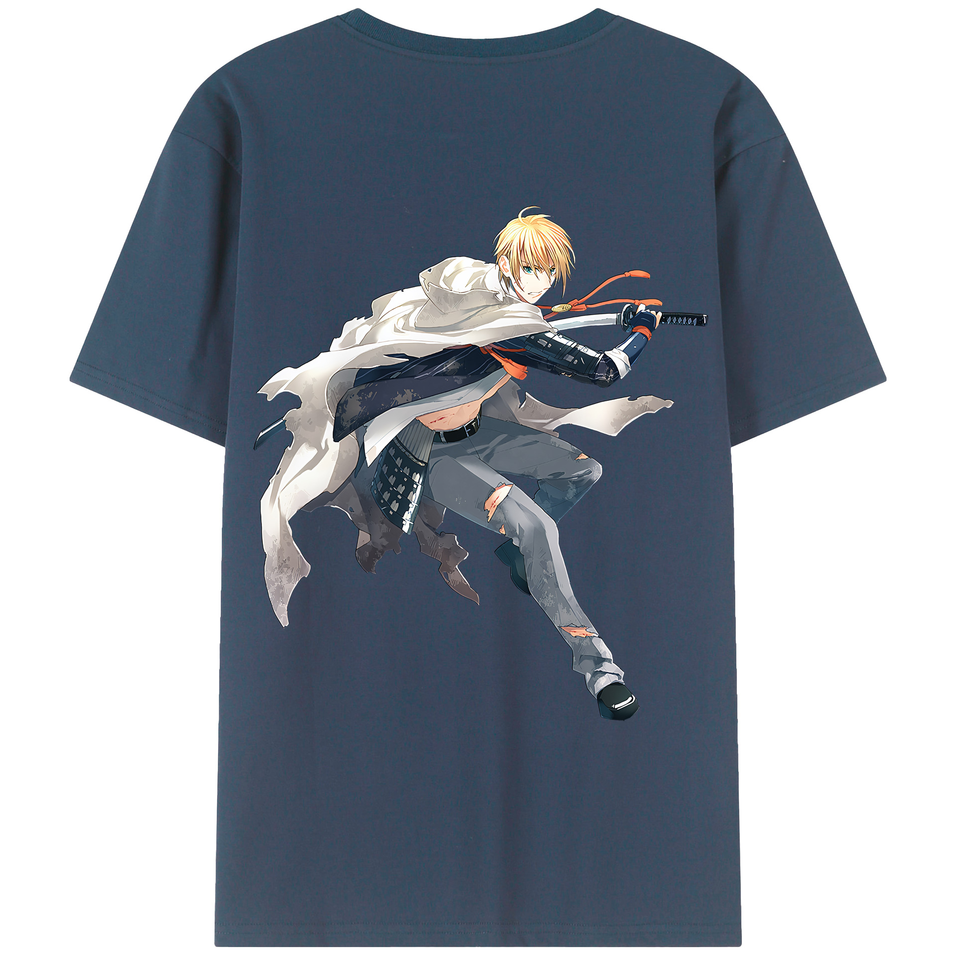 （画像用） 刀剣乱舞 Touken Ranbu 綿100％ メンズ半袖Tシャツ（バックプリント） 通気性