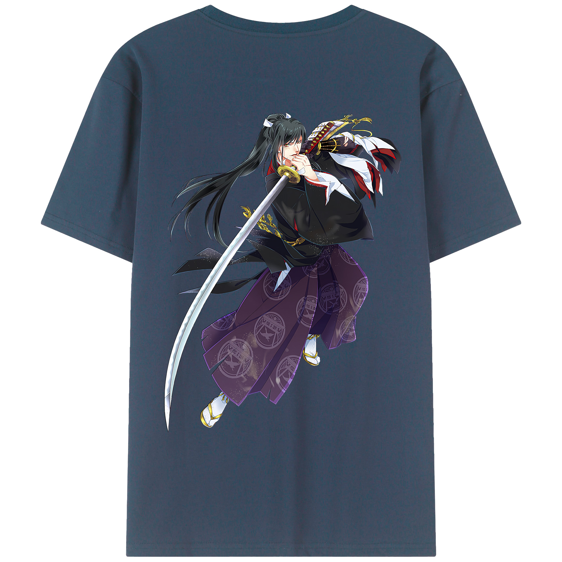 （画像用） 刀剣乱舞 Touken Ranbu 綿100％ メンズ半袖Tシャツ（バックプリント） 通気性