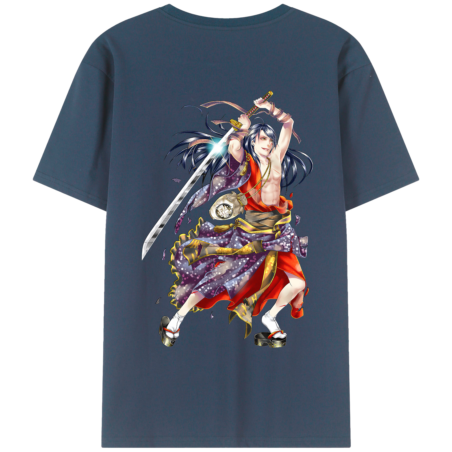 （画像用） 刀剣乱舞 Touken Ranbu 綿100％ メンズ半袖Tシャツ（バックプリント） 通気性