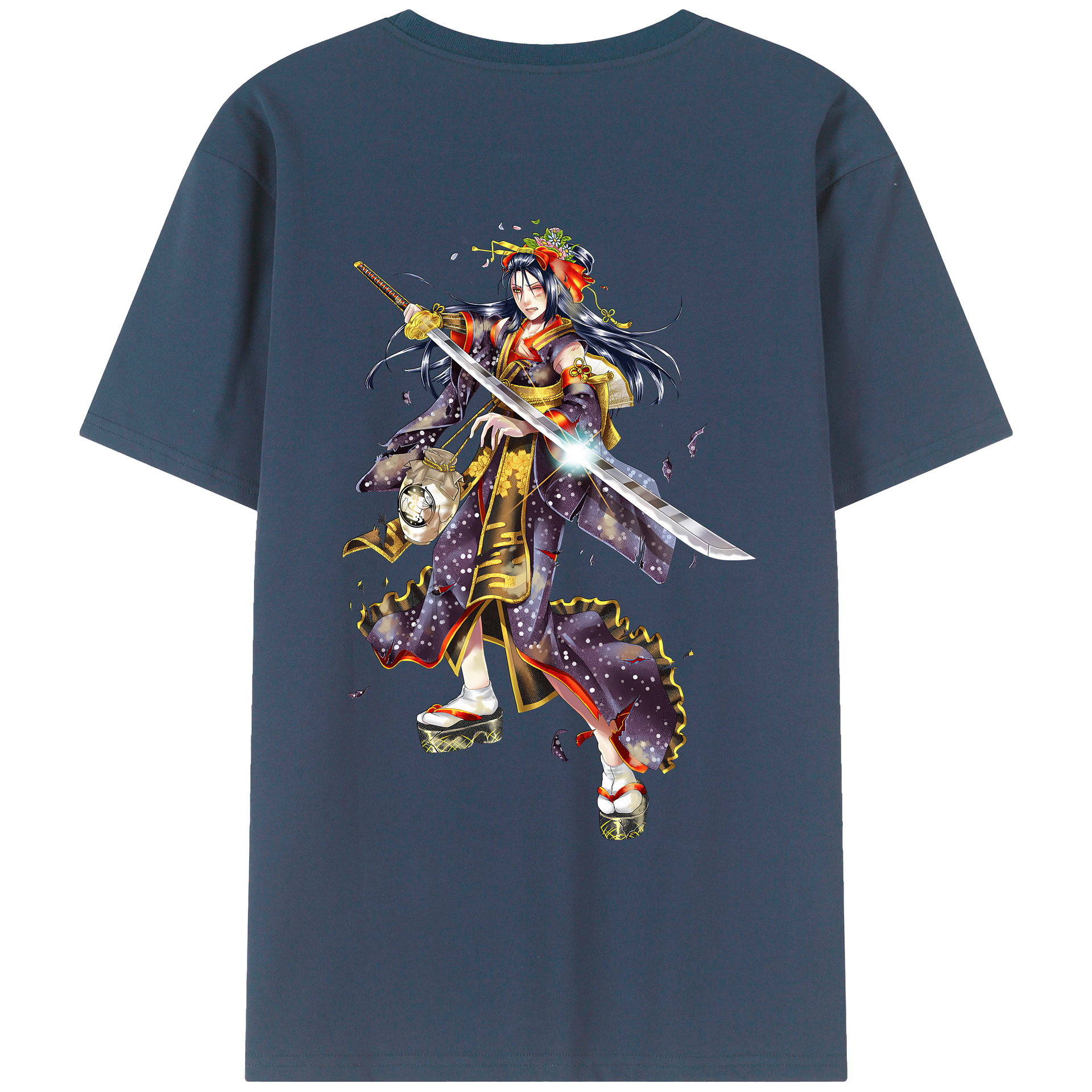 （画像用） 刀剣乱舞 Touken Ranbu 綿100％ メンズ半袖Tシャツ（バックプリント） 通気性