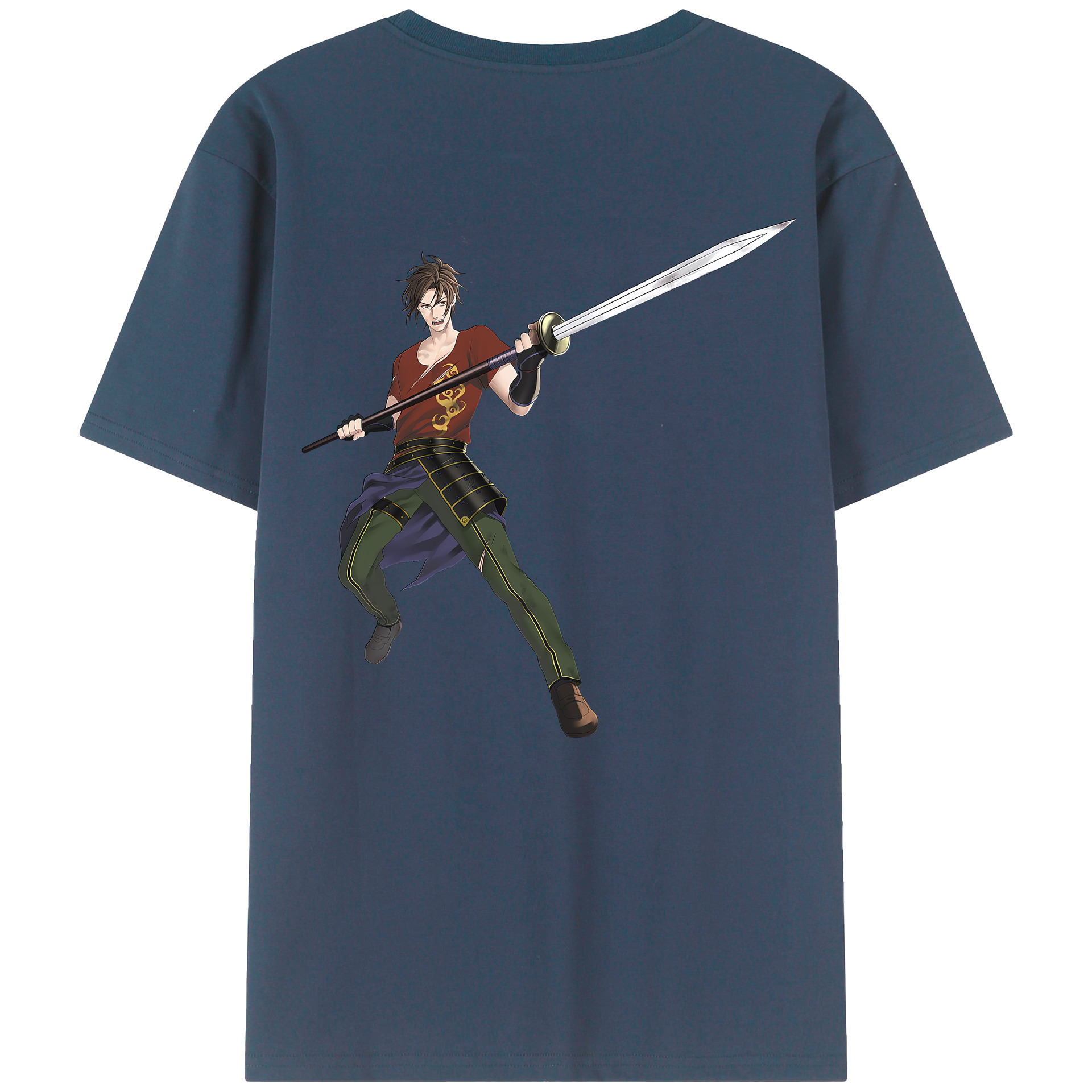 （画像用） 刀剣乱舞 Touken Ranbu 綿100％ メンズ半袖Tシャツ（バックプリント） 通気性
