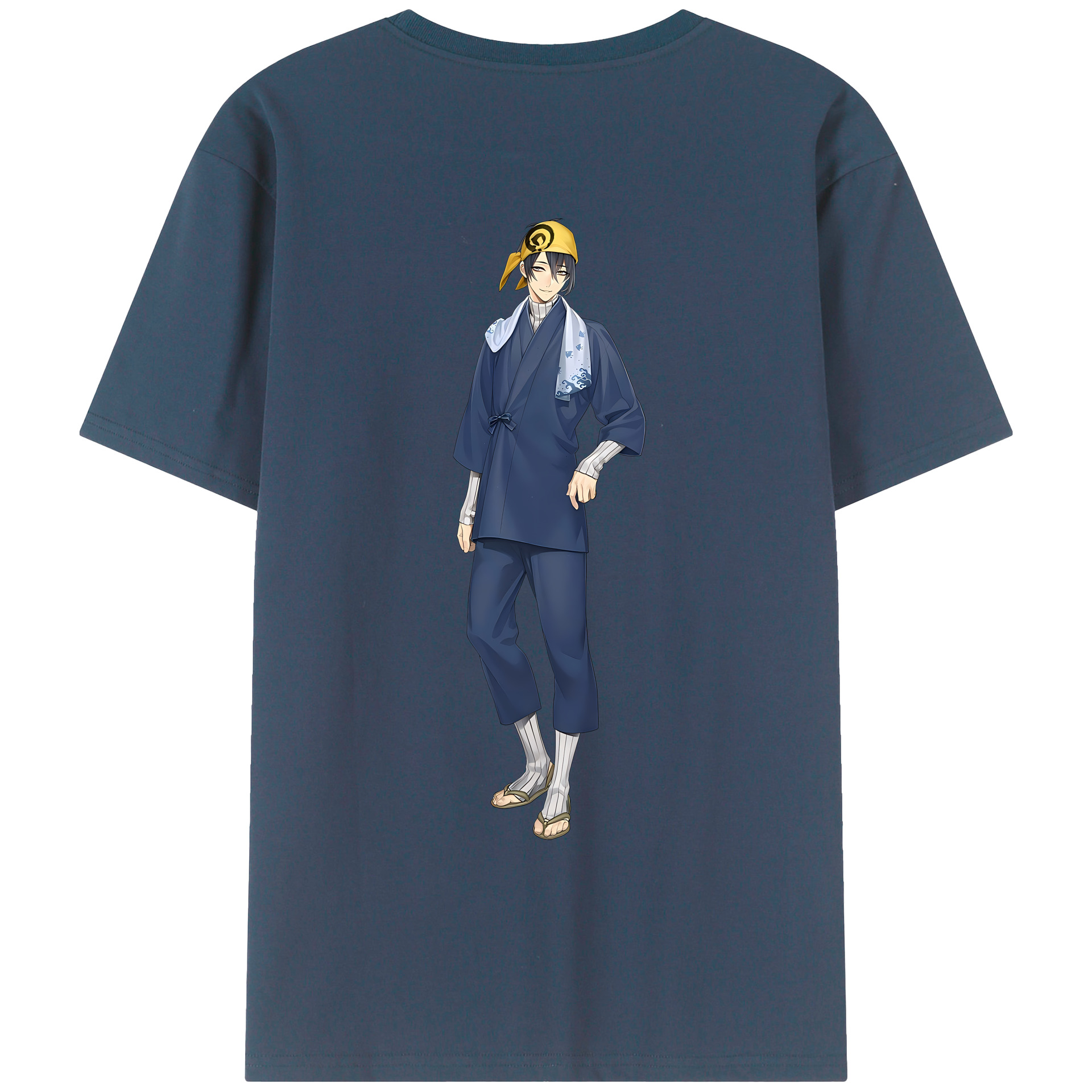 （画像用） 刀剣乱舞 Touken Ranbu 綿100％ メンズ半袖Tシャツ（バックプリント） 通気性