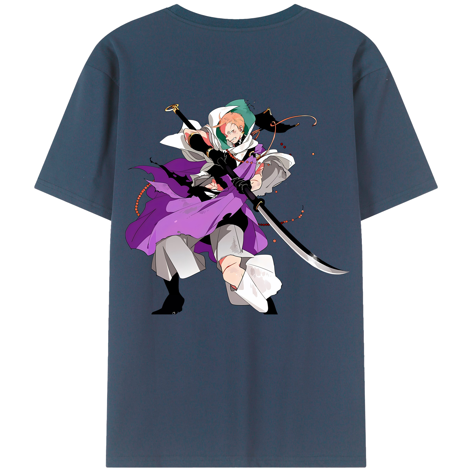 （画像用） 刀剣乱舞 Touken Ranbu 綿100％ メンズ半袖Tシャツ（バックプリント） 通気性