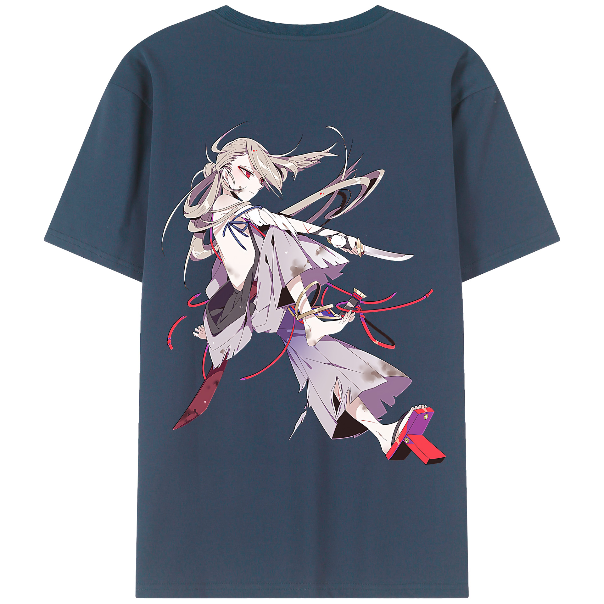 （画像用） 刀剣乱舞 Touken Ranbu 綿100％ メンズ半袖Tシャツ（バックプリント） 通気性