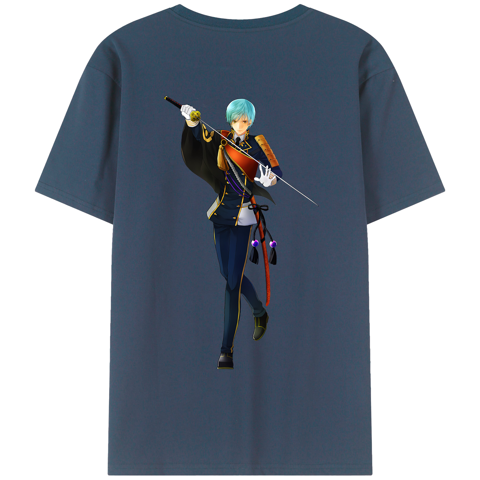 （画像用） 刀剣乱舞 Touken Ranbu 綿100％ メンズ半袖Tシャツ（バックプリント） 通気性