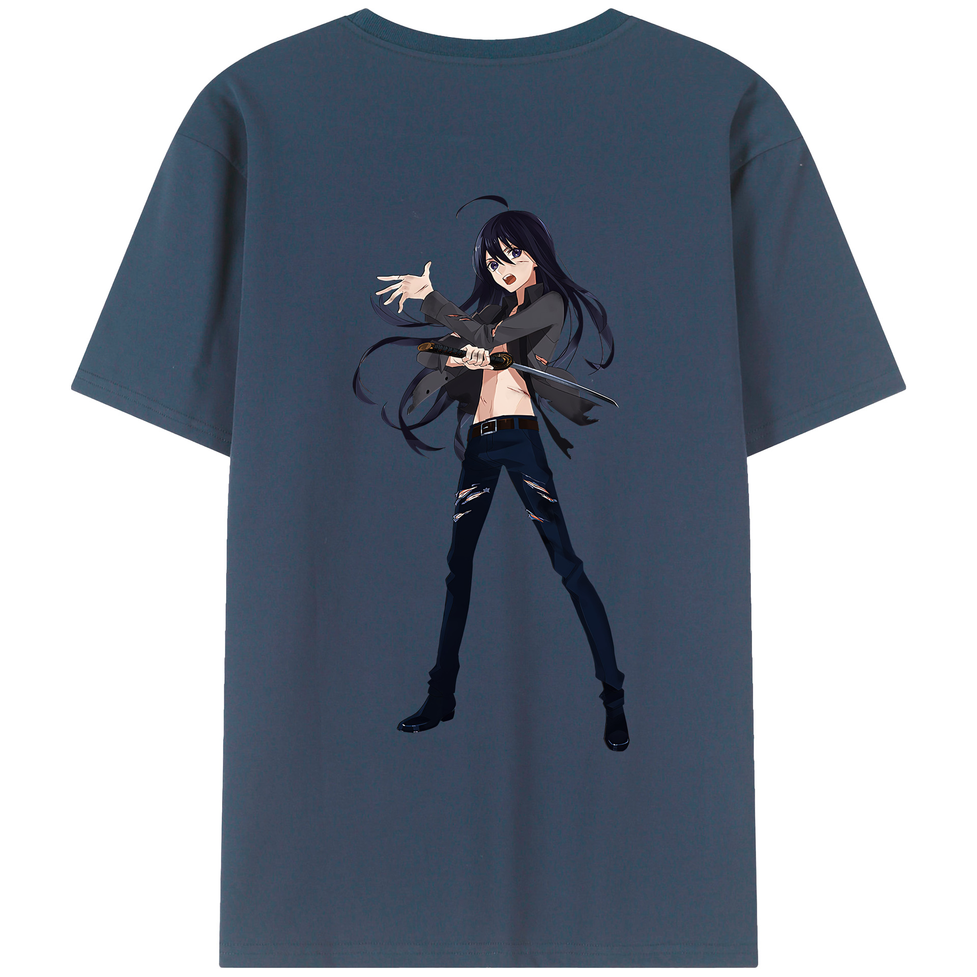 （画像用） 刀剣乱舞 Touken Ranbu 綿100％ メンズ半袖Tシャツ（バックプリント） 通気性