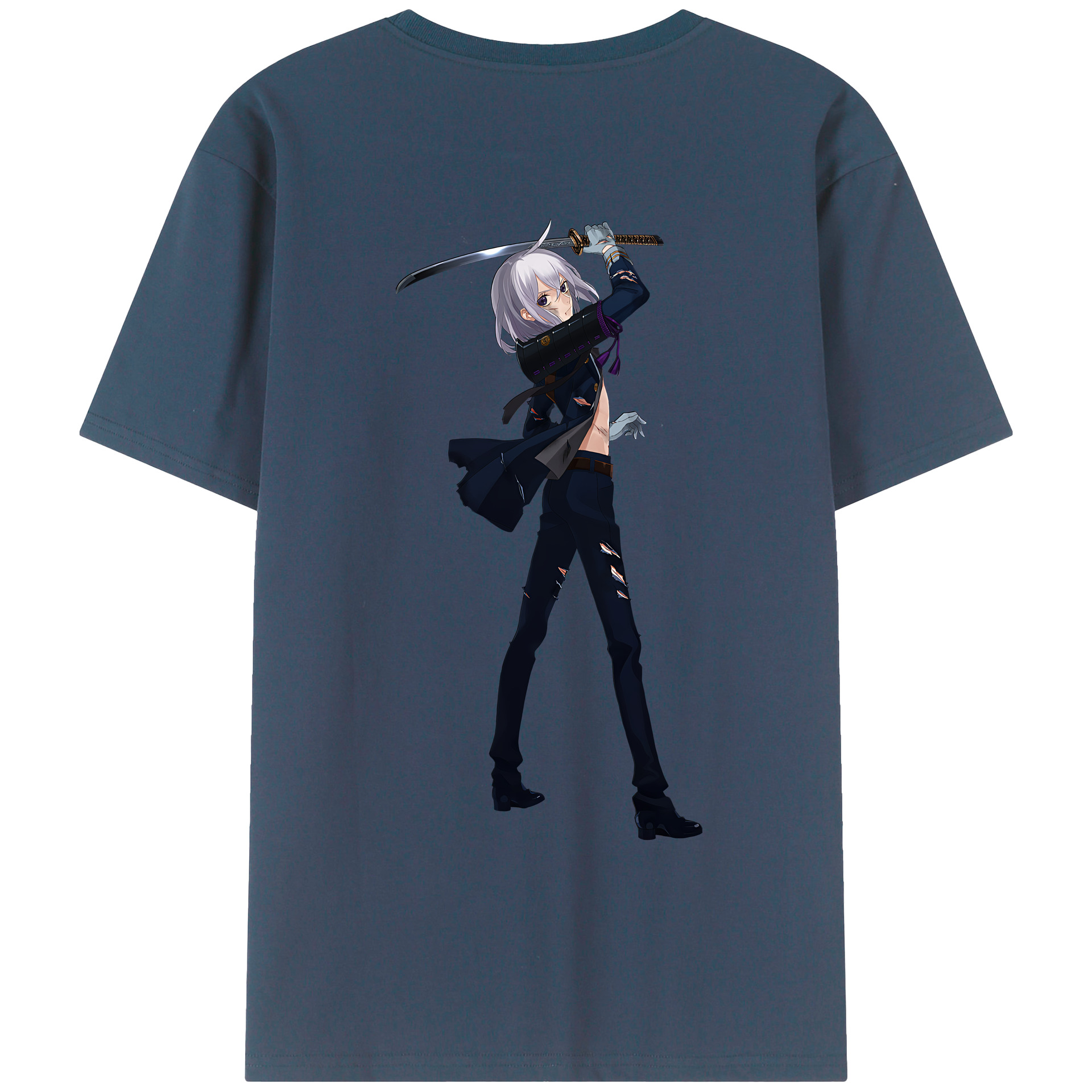 （画像用） 刀剣乱舞 Touken Ranbu 綿100％ メンズ半袖Tシャツ（バックプリント） 通気性
