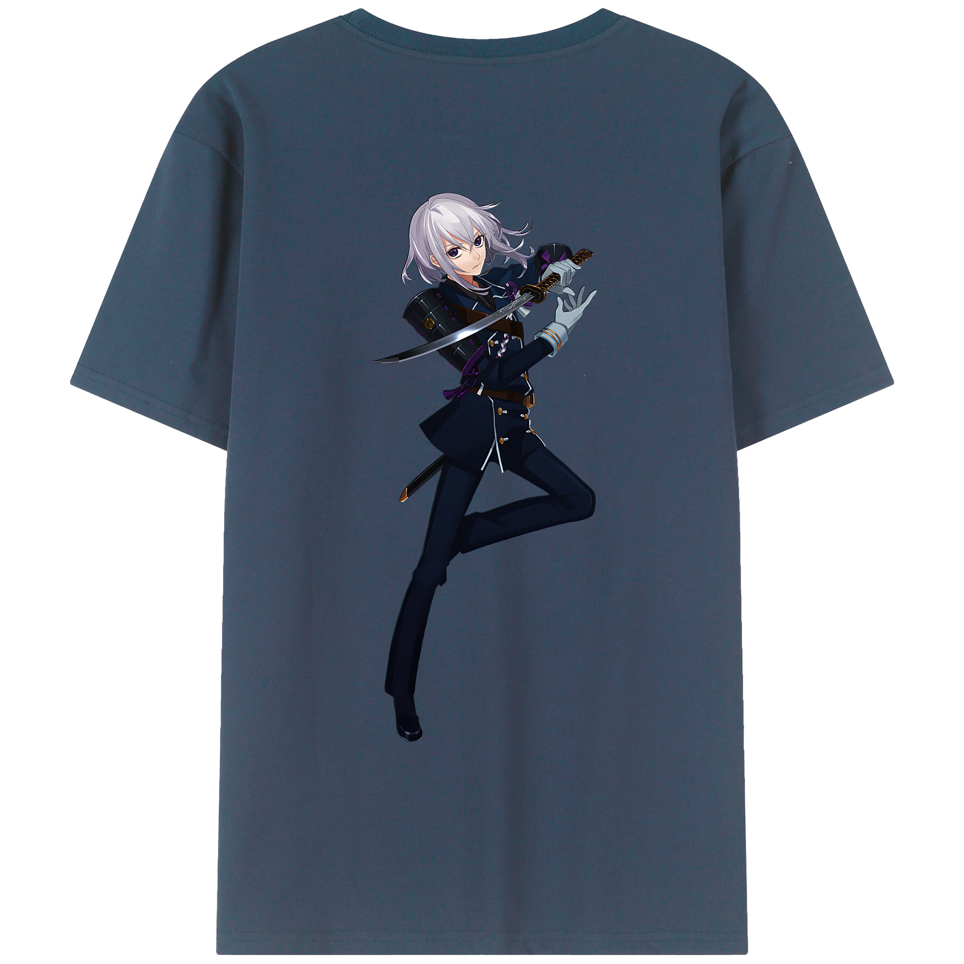 （画像用） 刀剣乱舞 Touken Ranbu 綿100％ メンズ半袖Tシャツ（バックプリント） 通気性