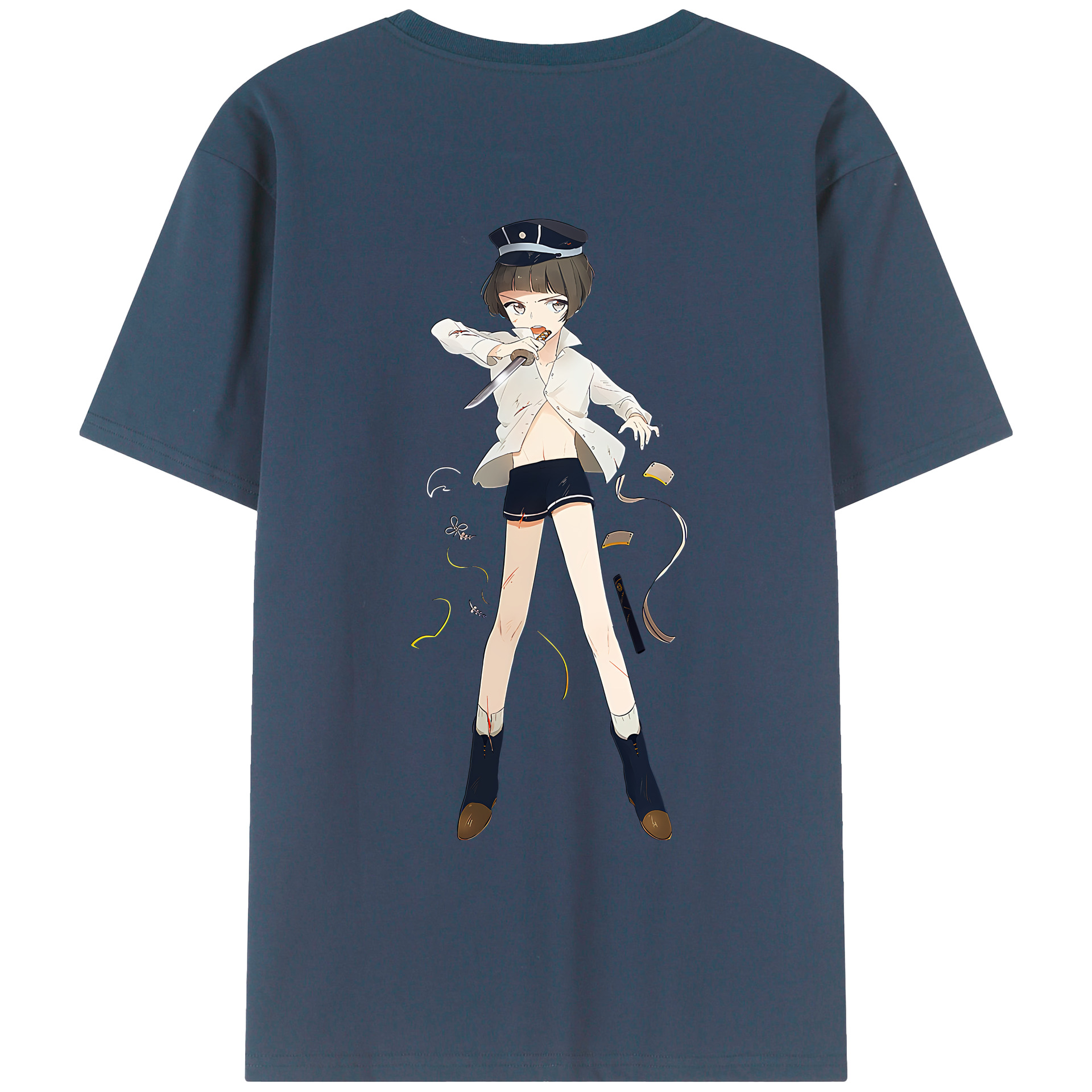 （画像用） 刀剣乱舞 Touken Ranbu 綿100％ メンズ半袖Tシャツ（バックプリント） 通気性