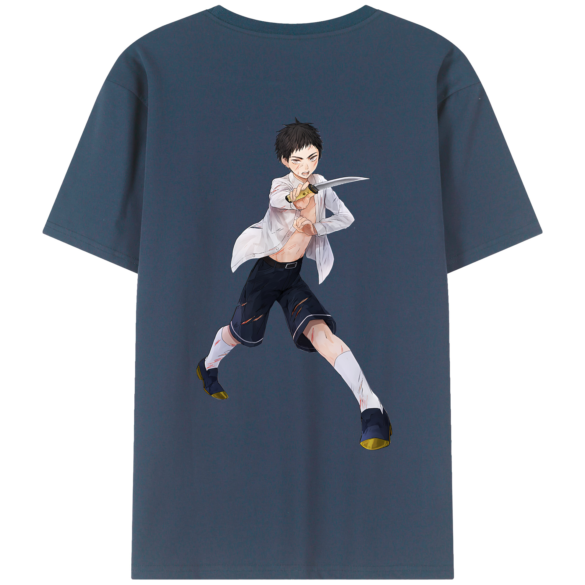 （画像用） 刀剣乱舞 Touken Ranbu 綿100％ メンズ半袖Tシャツ（バックプリント） 通気性