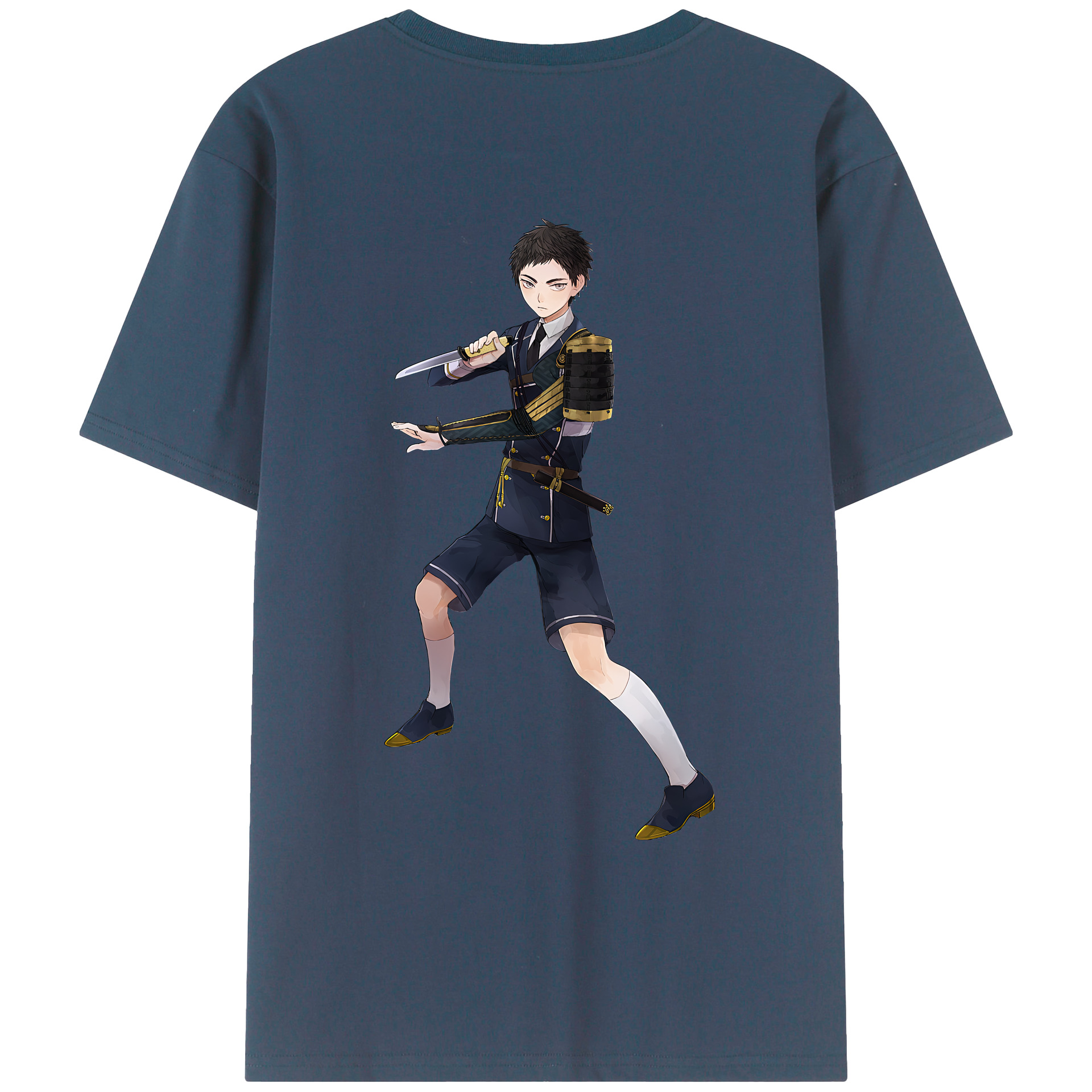 （画像用） 刀剣乱舞 Touken Ranbu 綿100％ メンズ半袖Tシャツ（バックプリント） 通気性